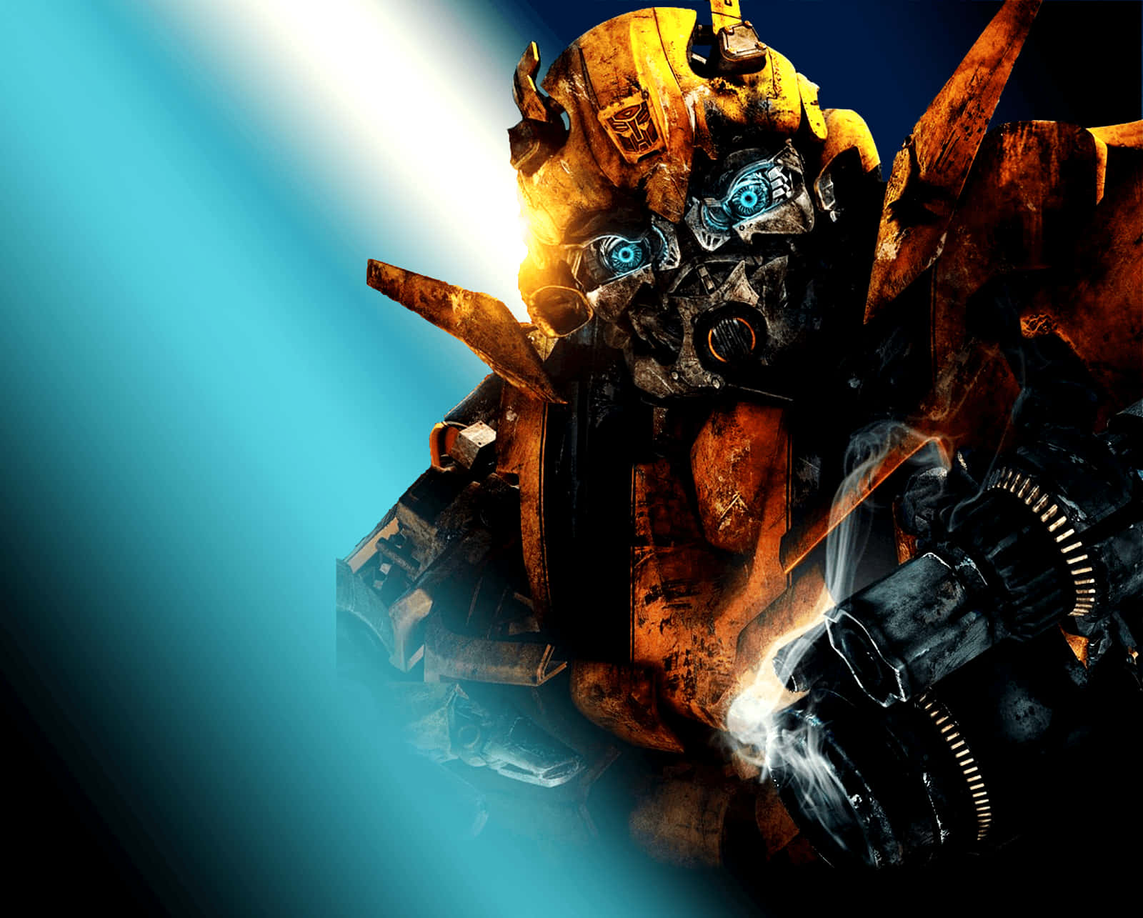 Transformers Bumblebee With Smoking Guns Background