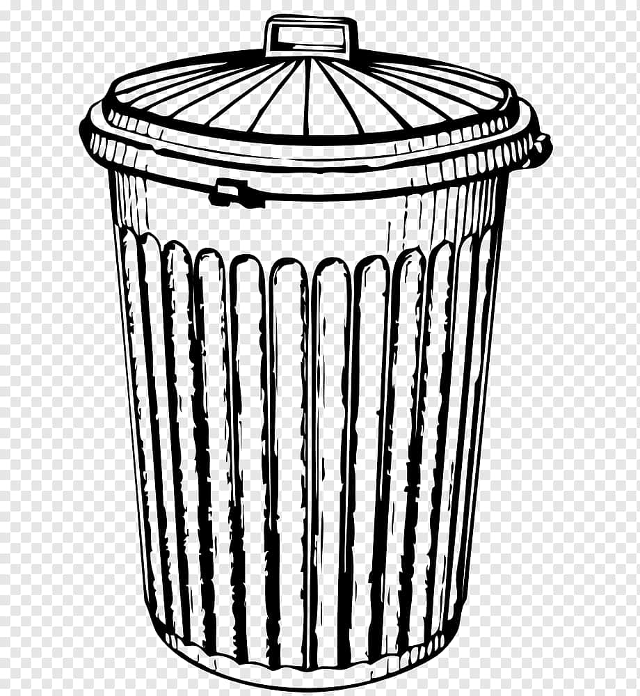 Transparent Line Art Trash Can Clipart Background