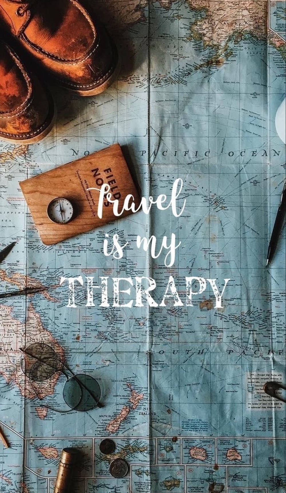 Travel Is My Therapy Quote With Map