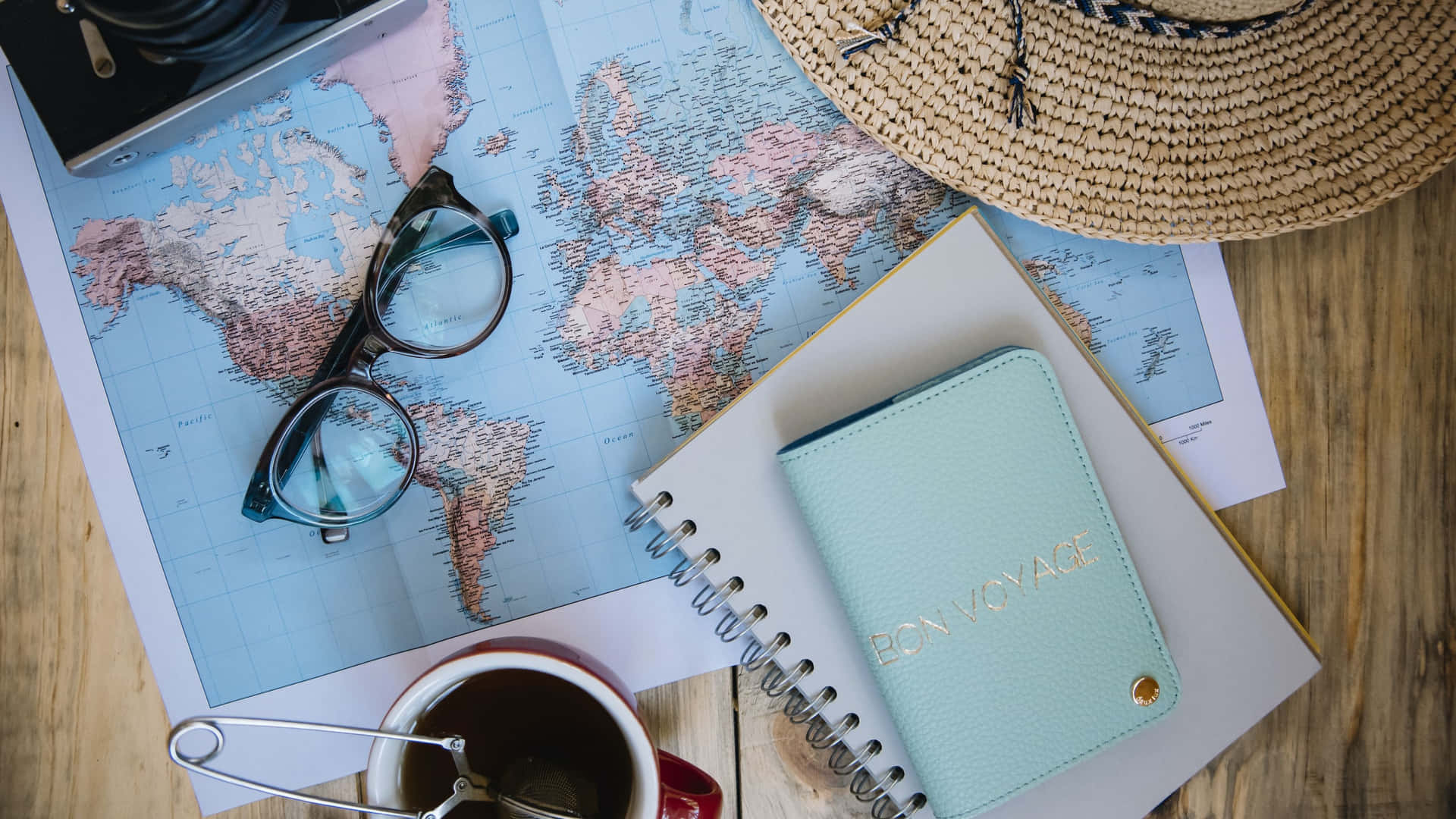 Travel Planning Essentials Flatlay