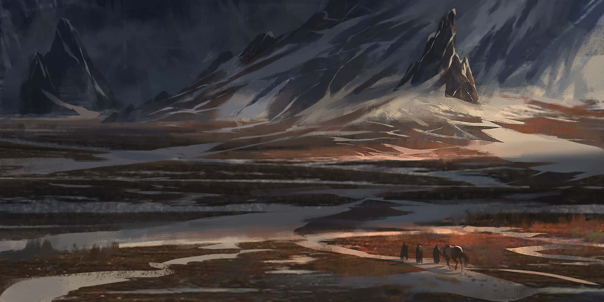 Travelers Exploring Tundra Landscape