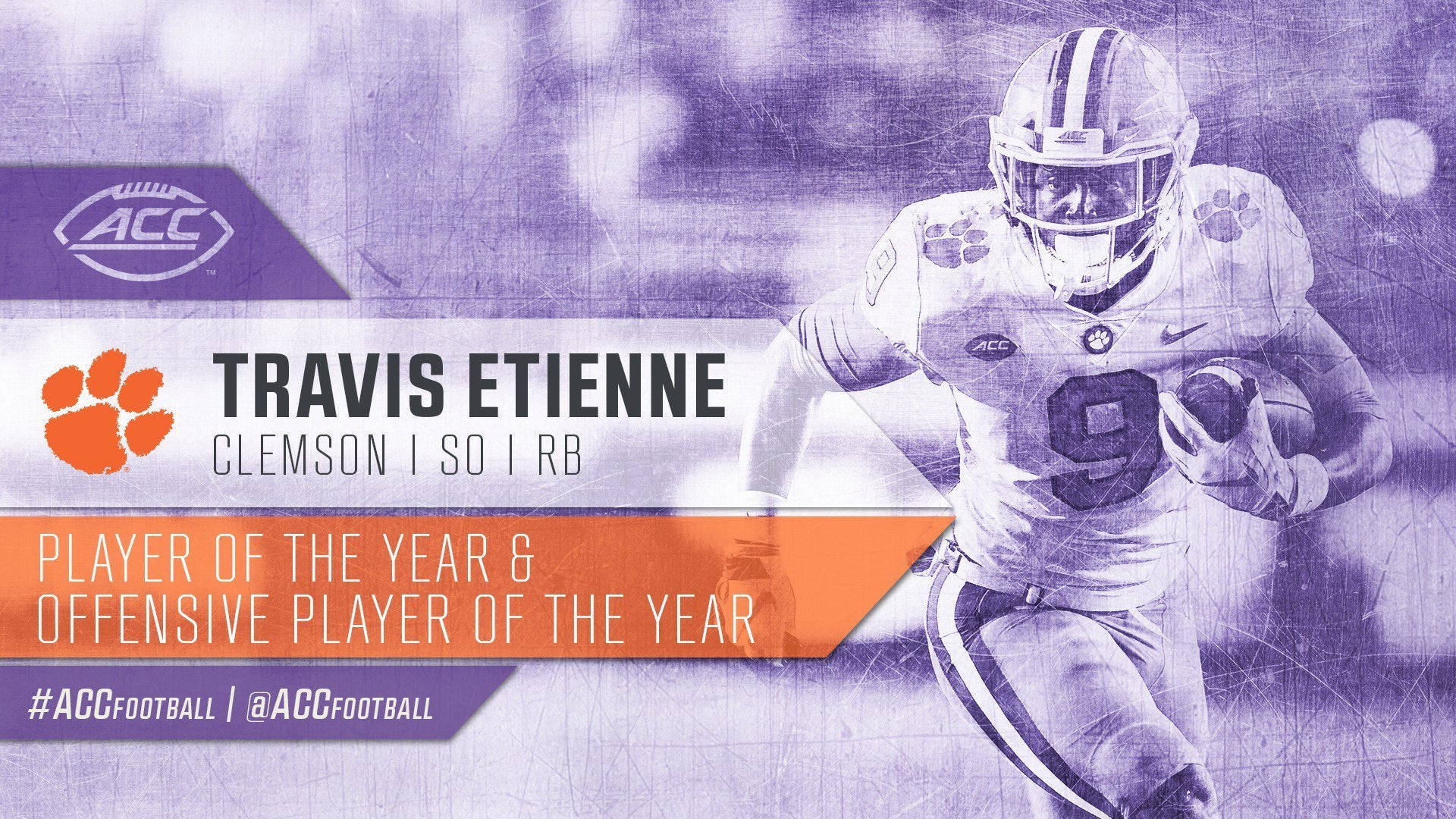 Travis Etienne Acc Football Cover Background