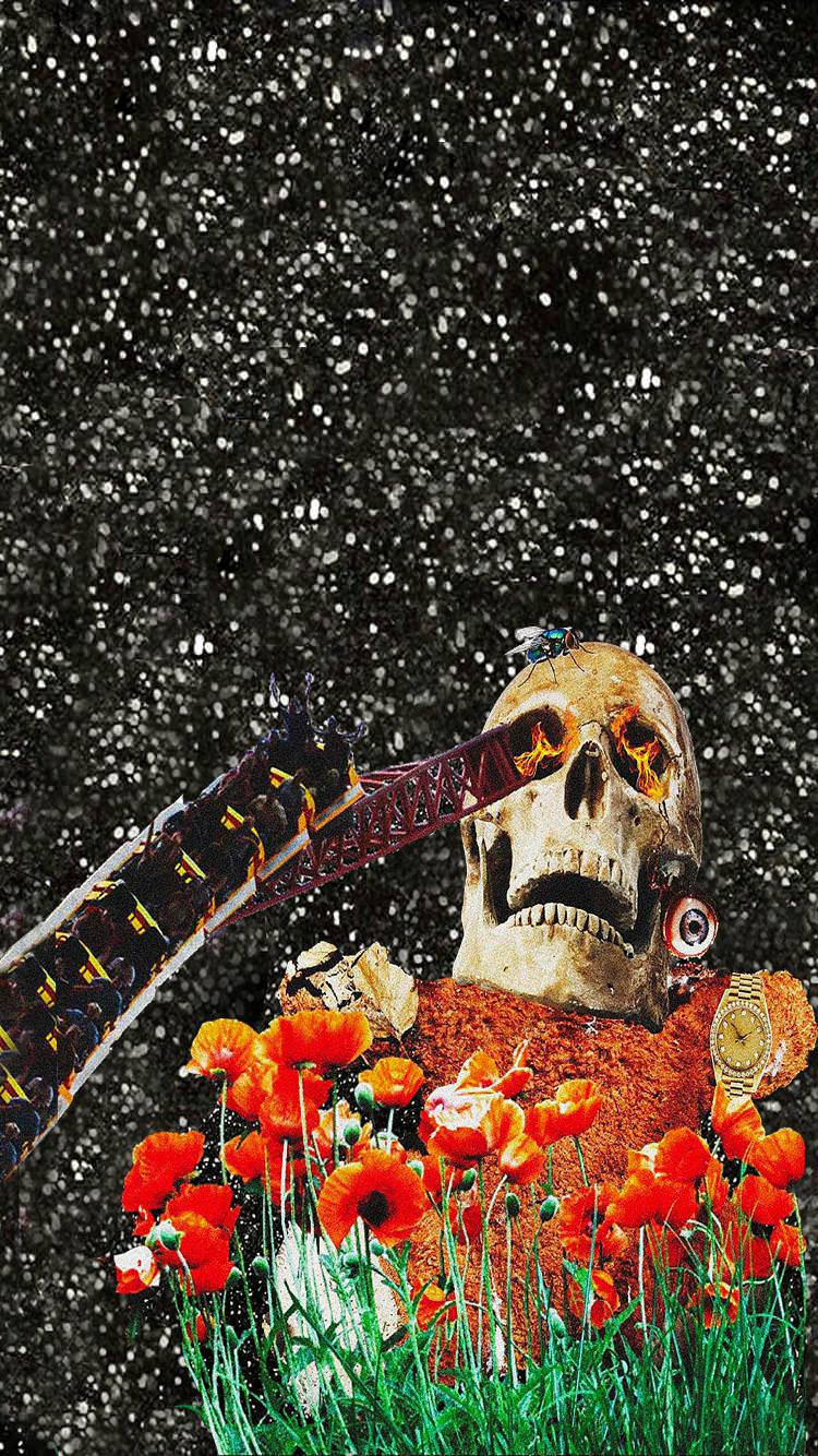 Travis Scott Astroworld Skull Aesthetic Background
