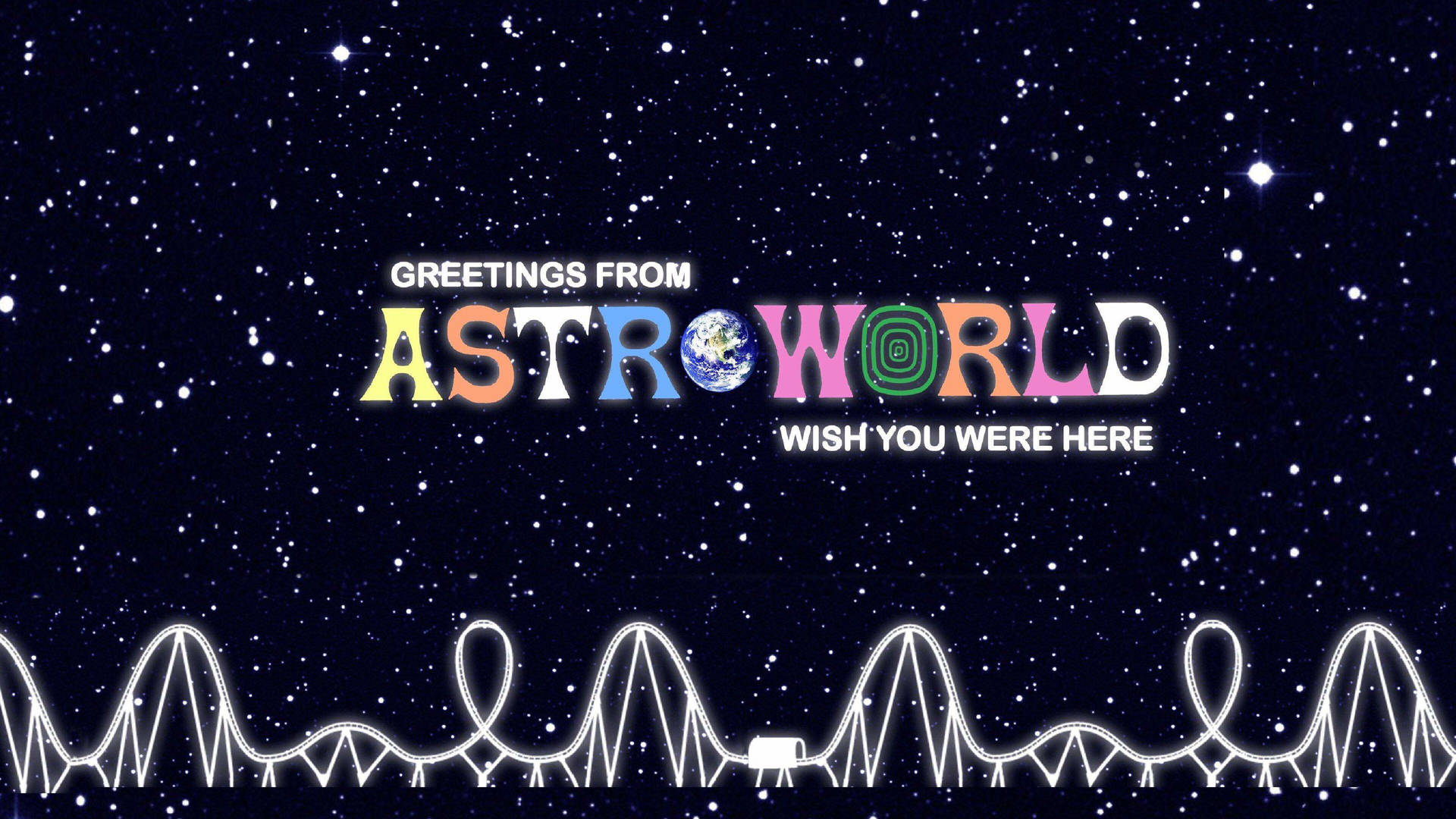 Travis Scott Astroworld With Long Rollercoaster Background