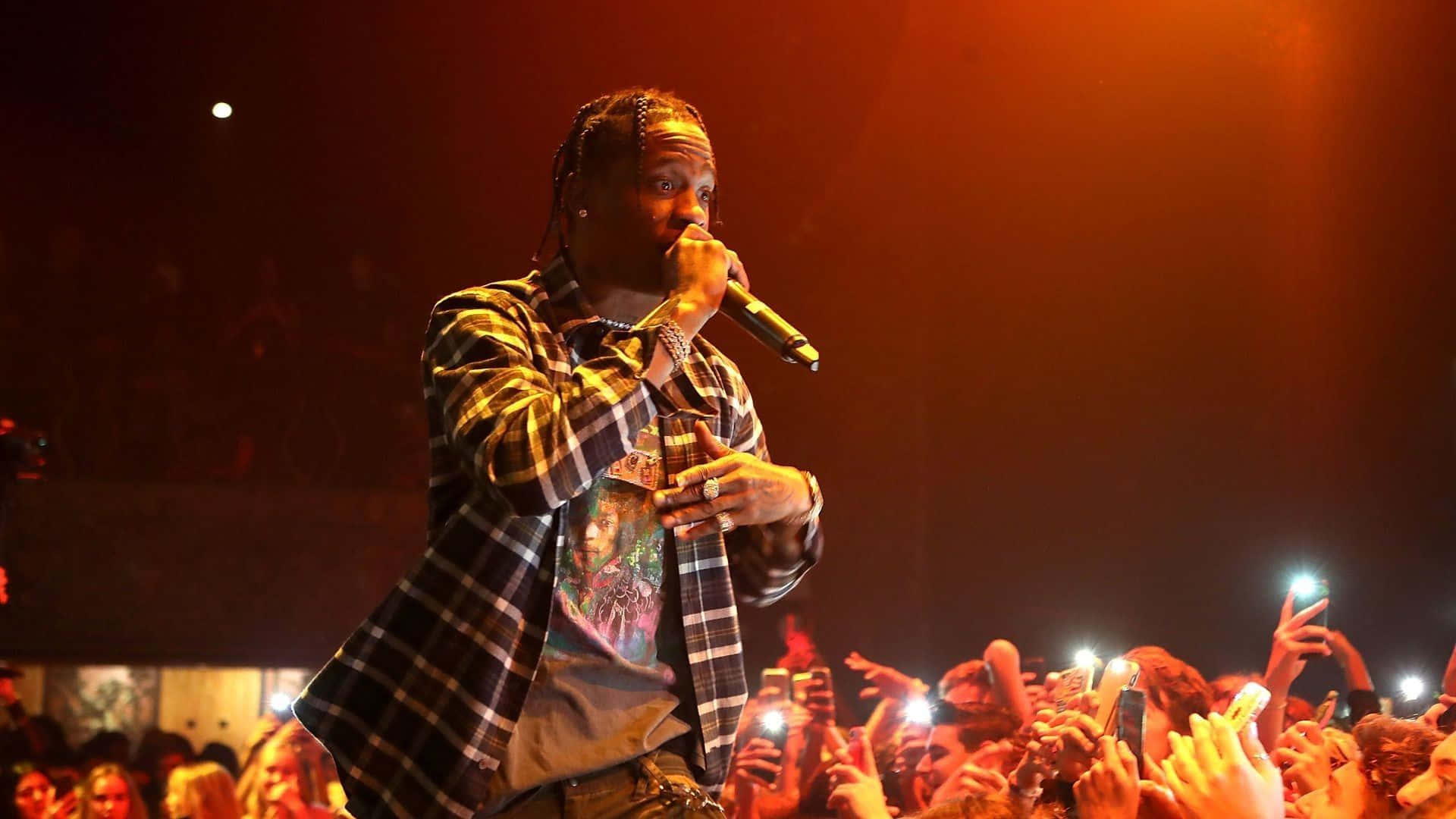 Travis Scott Electrifies The Crowd In An Explosive Show Background