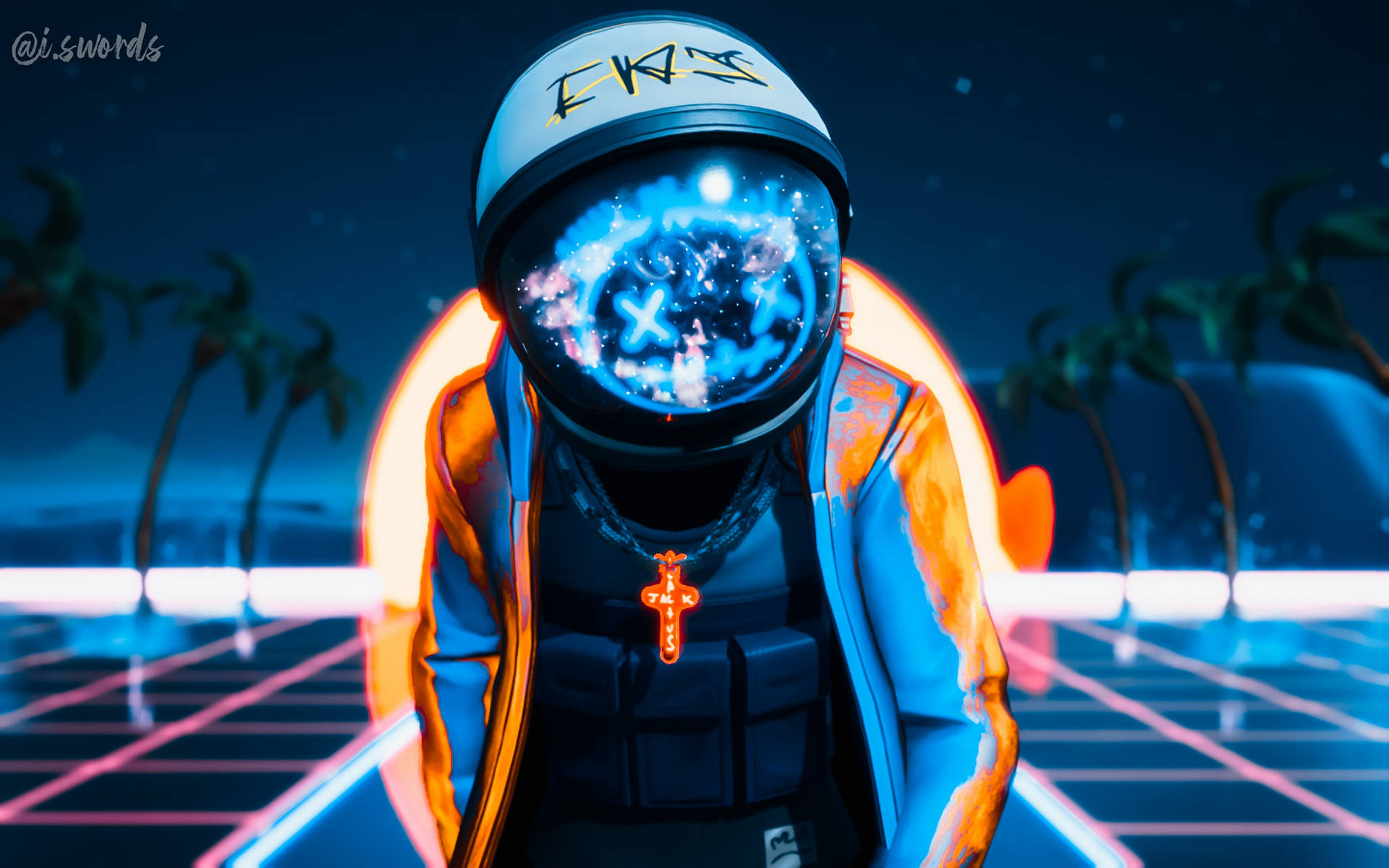 Travis Scott Fortnite Glowing Astronaut Suit Background