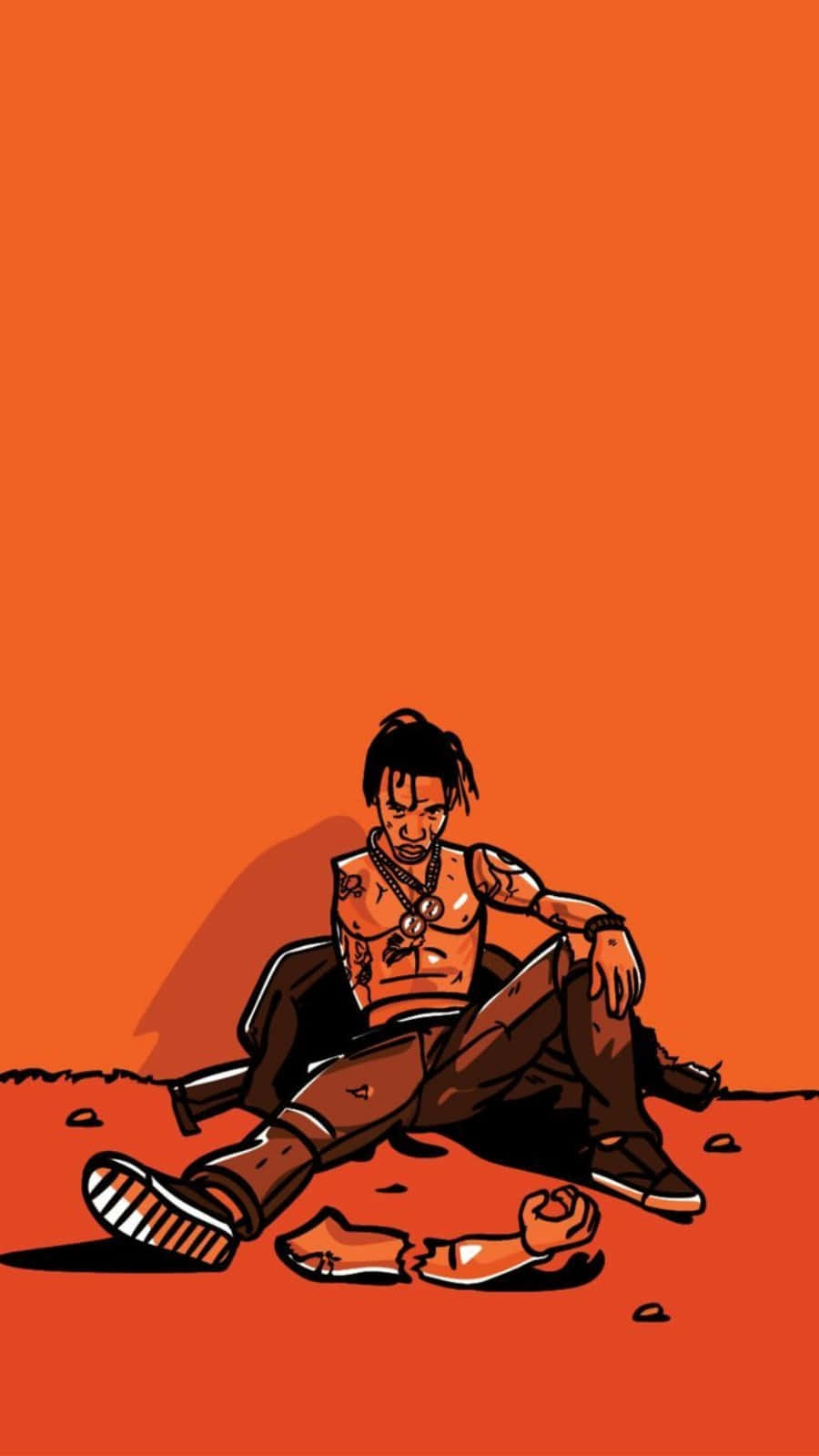Travis Scott Homeless Orange Cartoon Iphone Background