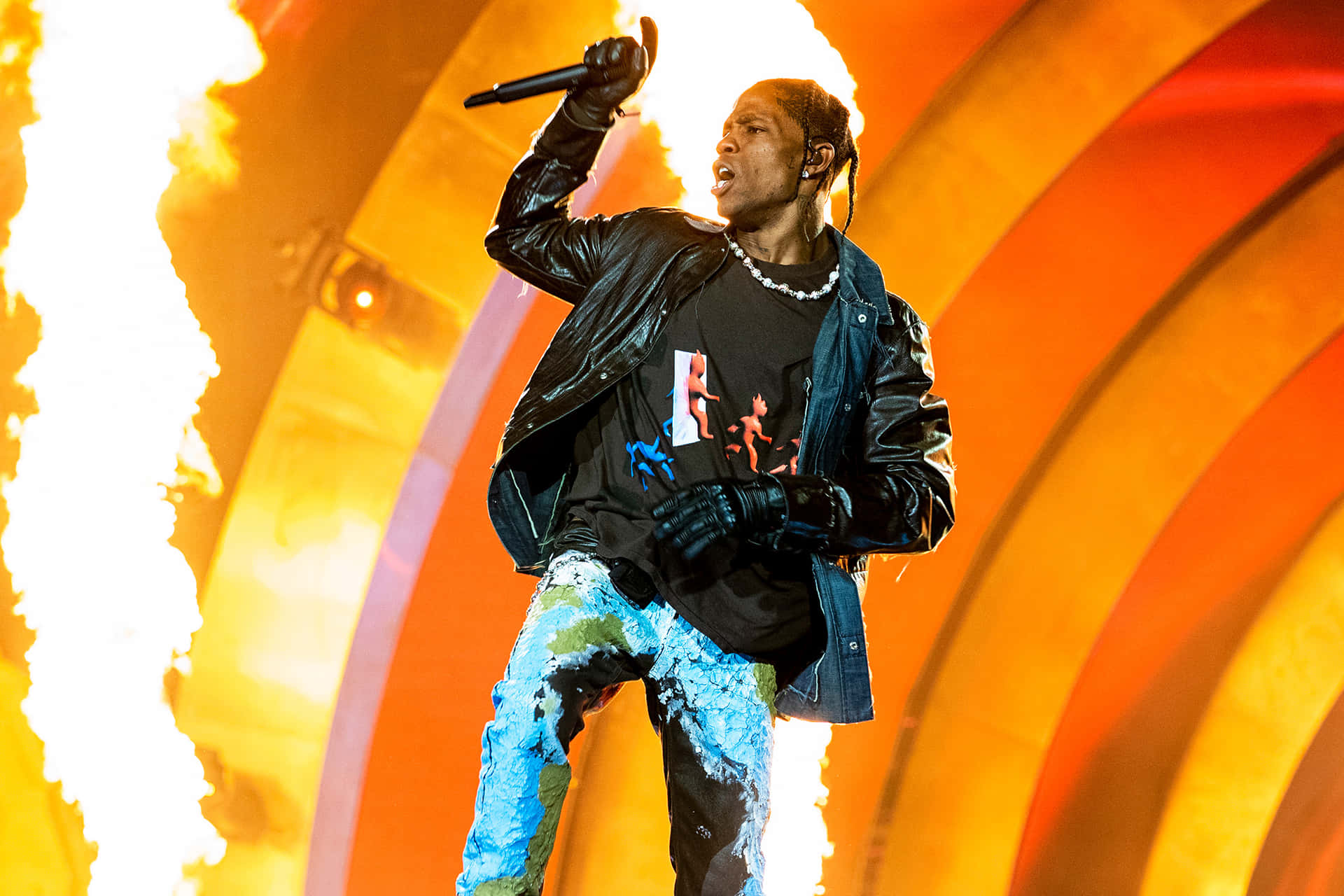 Travis Scott Performing On Stage Background