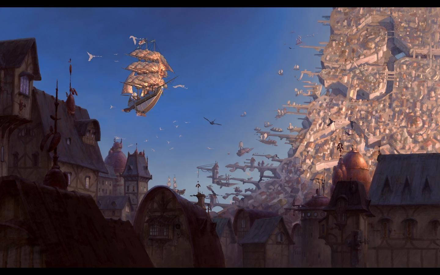 Treasure Planet R.l.s. Legacy Arriving At Crescentia Background
