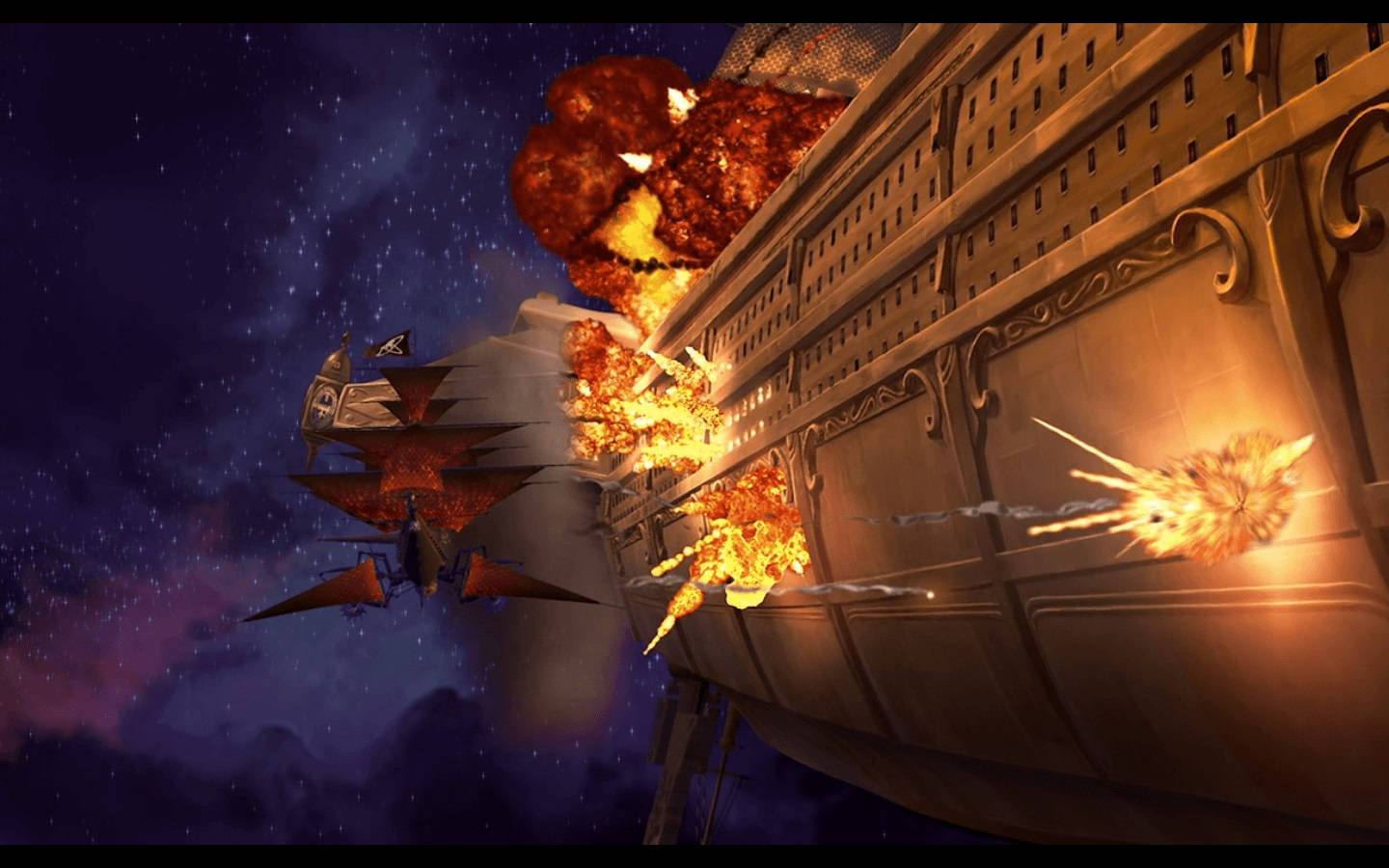 Treasure Planet The Pirates Attacking R.l.s. Legacy Background