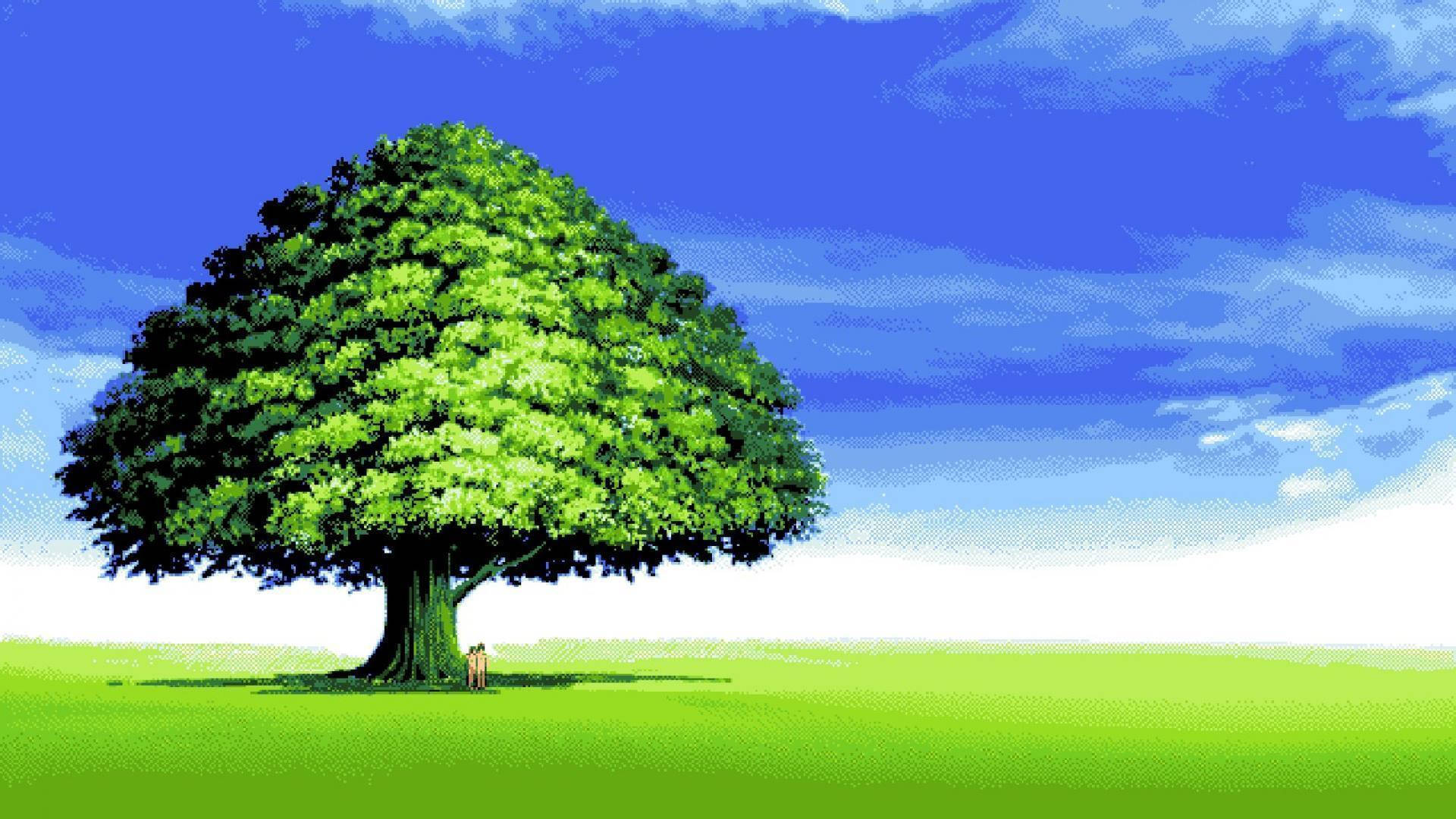 Tree Aesthetic Pixel Art Background