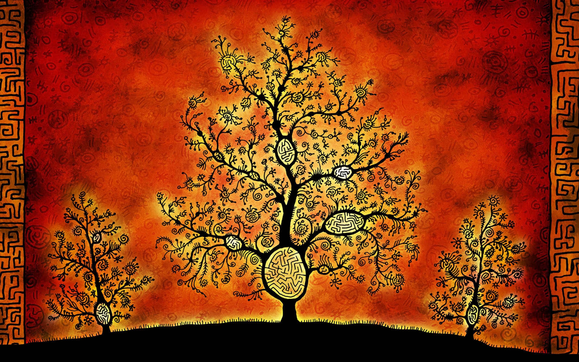 Tree Of Life With Orange Background