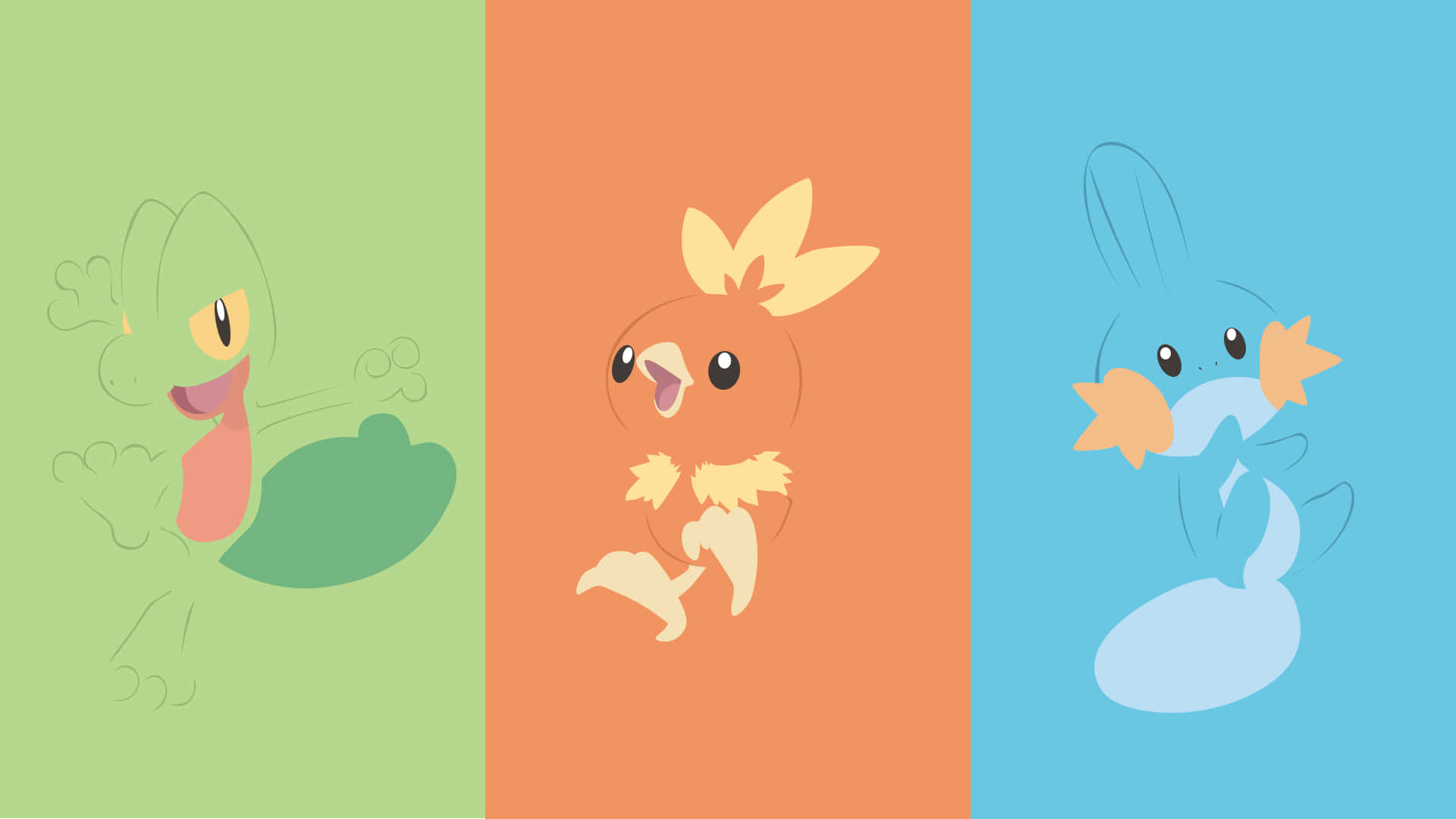 Treecko, Torchic, And Mudkip Pastel Aesthetic Background