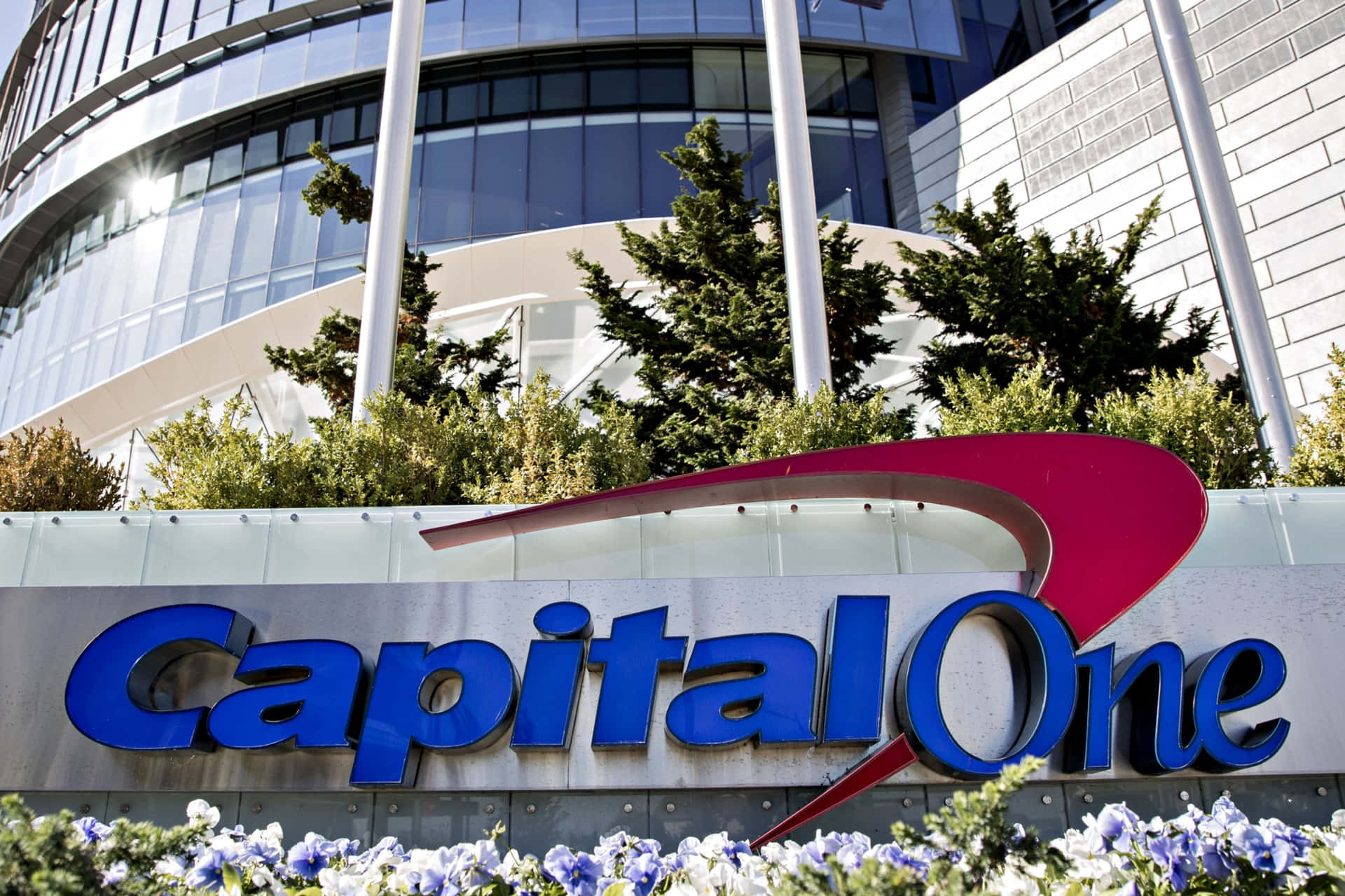 Trees And Flowers At Capital One Background