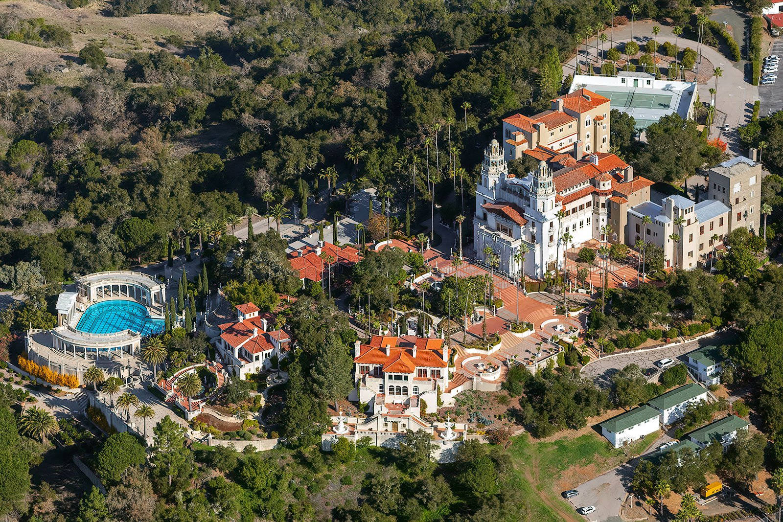 Trees Fencing The Hearst Castle Background