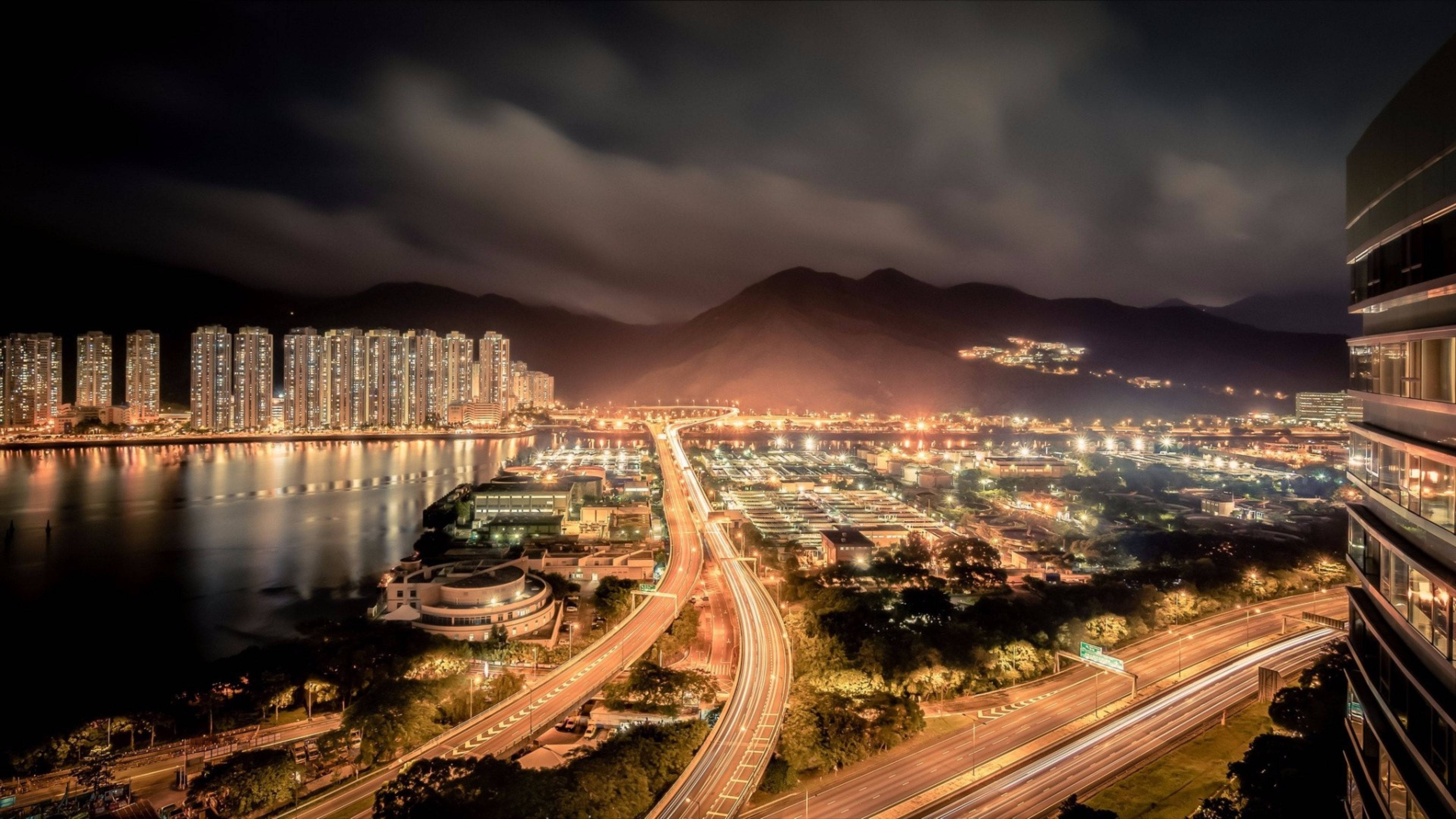 Trending Hong Kong City Lights Background
