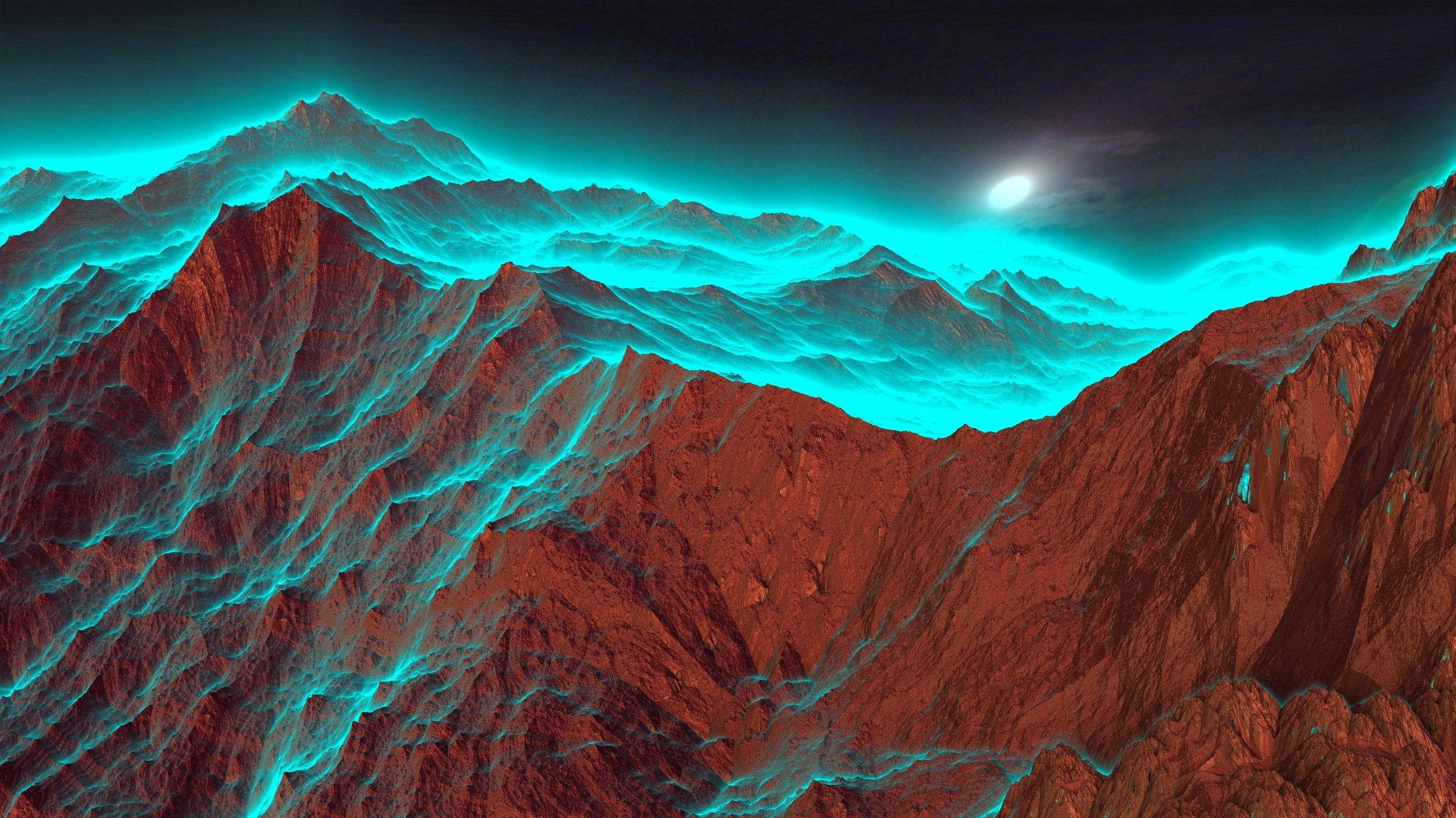 Trending Mountain Range With Teal Fog Background
