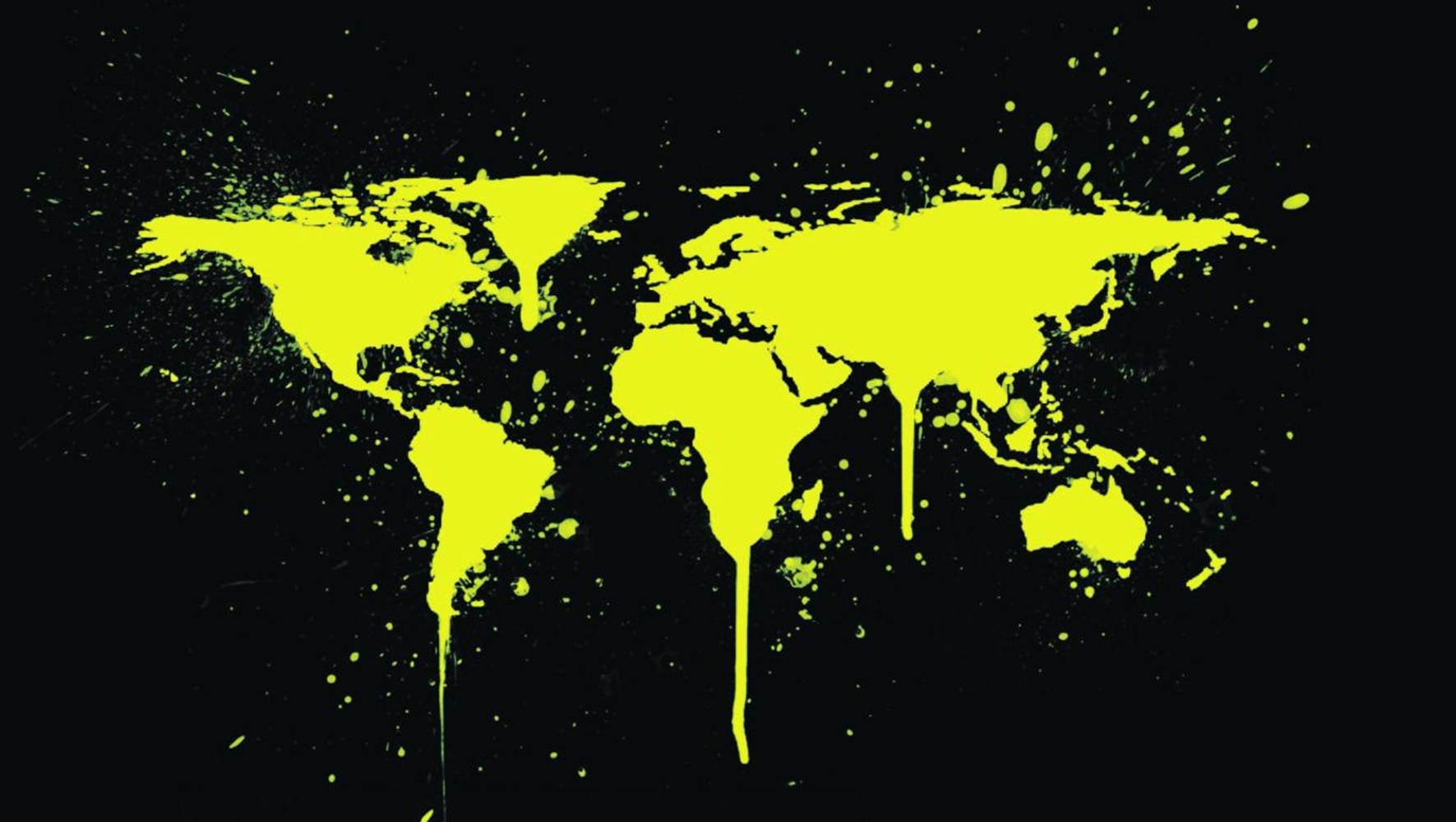 Trending Yellow World Map Painted Art