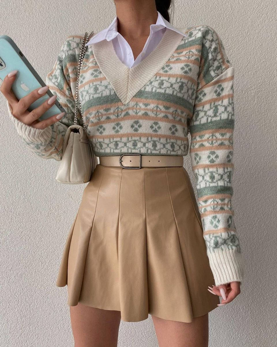 Trendy Aesthetic Brown Skirt