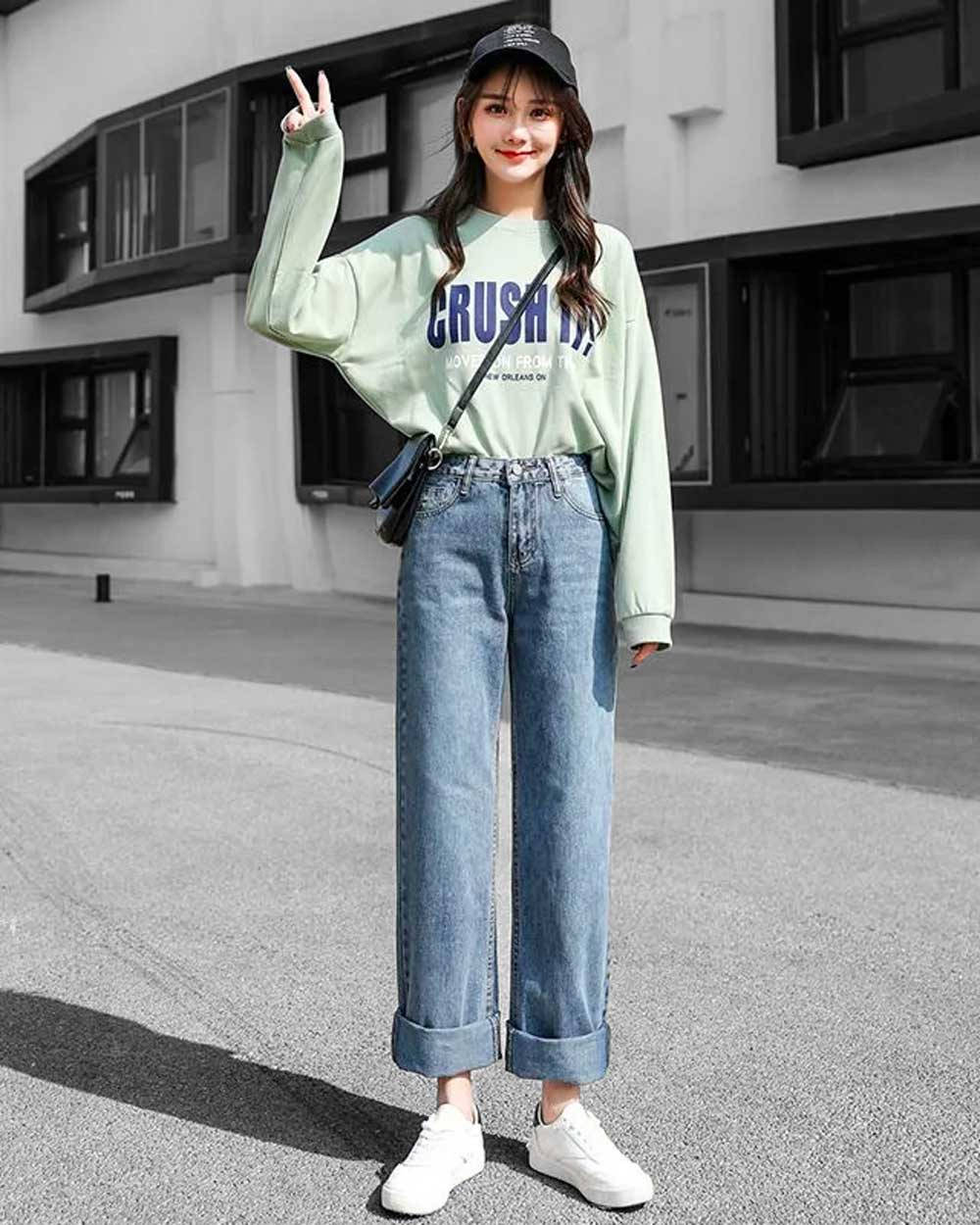 Trendy Aesthetic Long Denim Pants