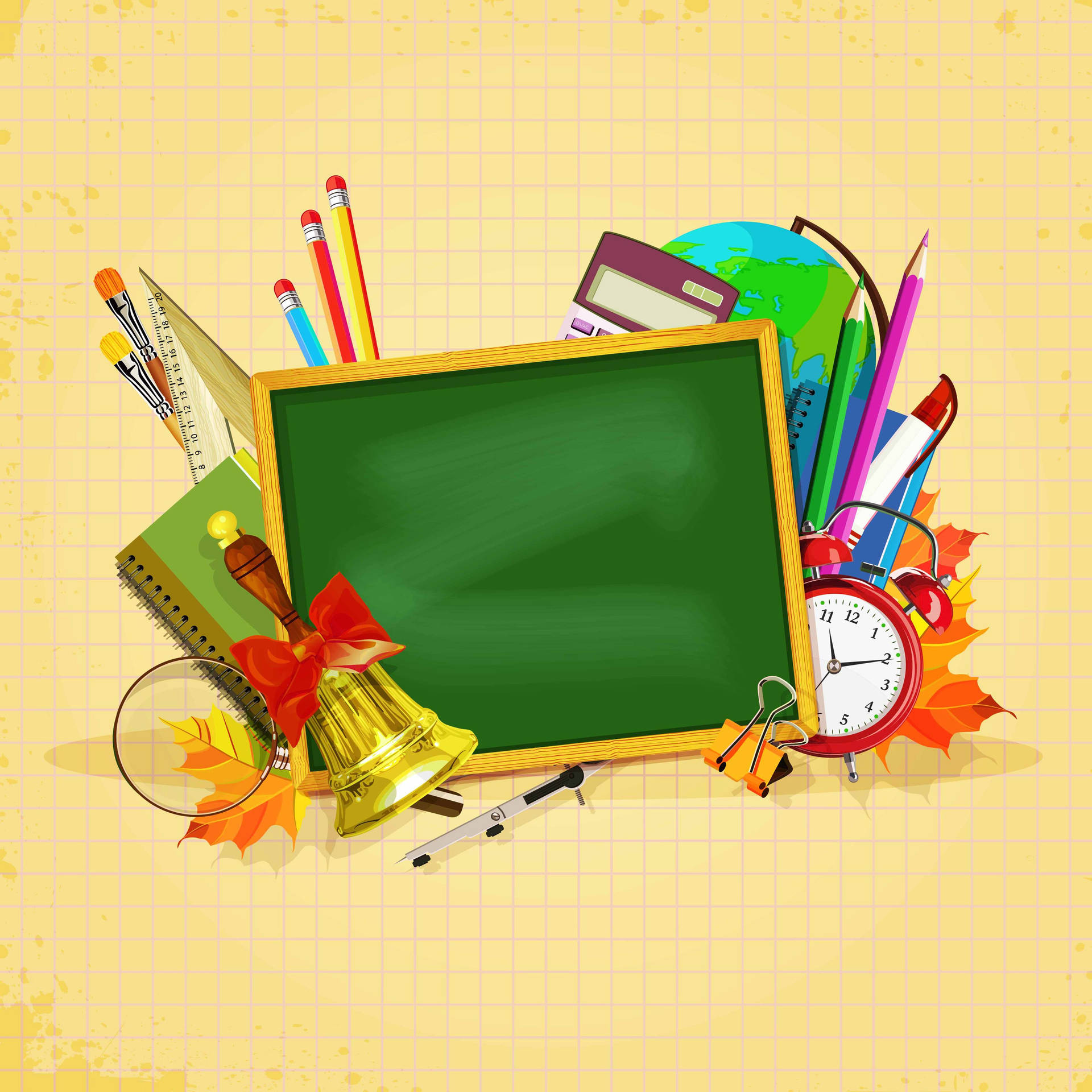 Trendy School Tools Illustration Background