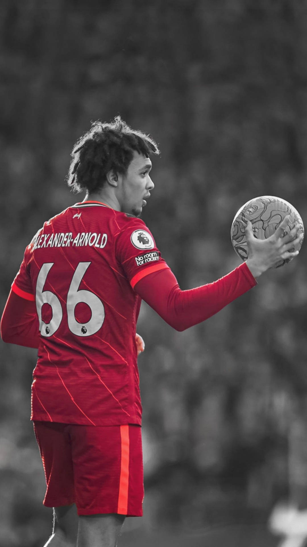 Trent Alexander-arnold Holds Ball Grayscale