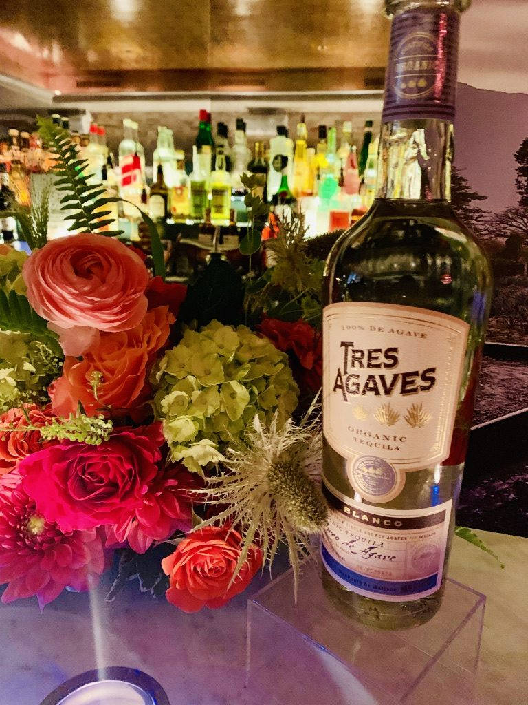 Tres Agaves Organic Blanco Tequila Amidst Flowers