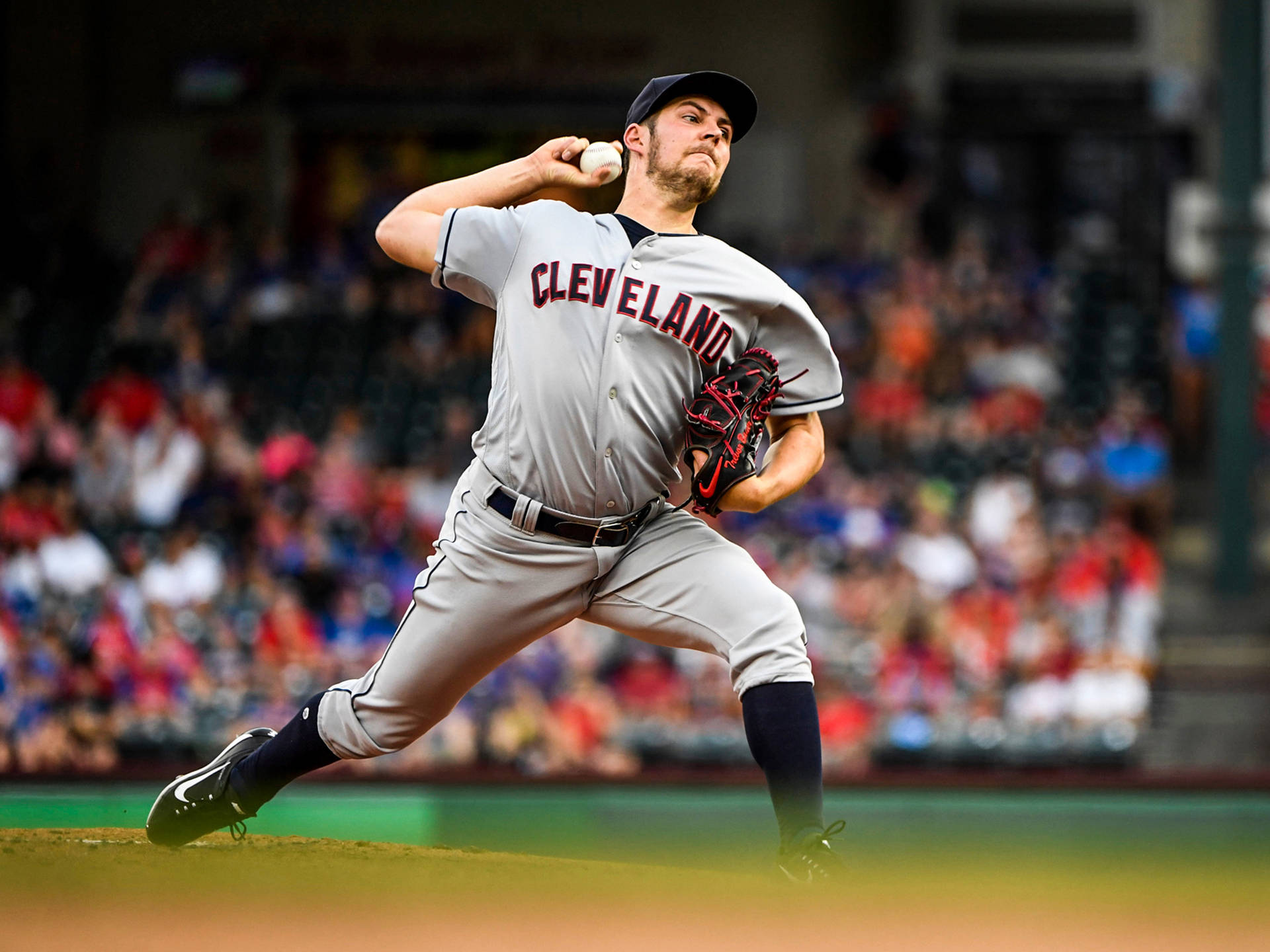 Trevor Bauer Pitching With Cleveland On Shirt Background