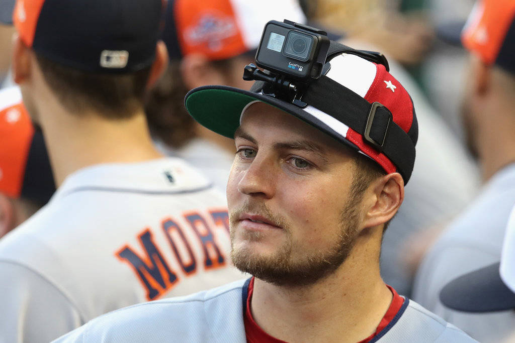 Trevor Bauer With Camera On Head Background