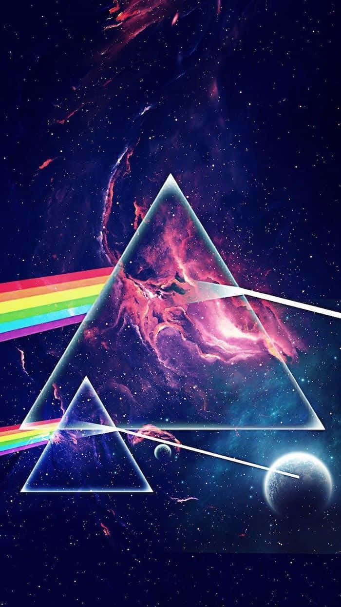 Triangular Prism In Galaxy Blue Aesthetic Background