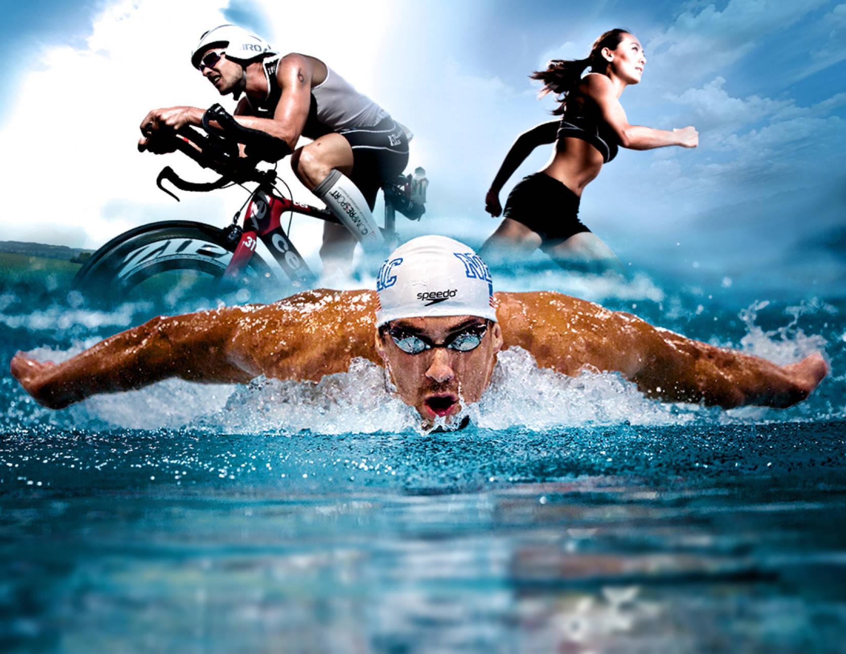 Triathlete In Action - Epic Race Against Time Background