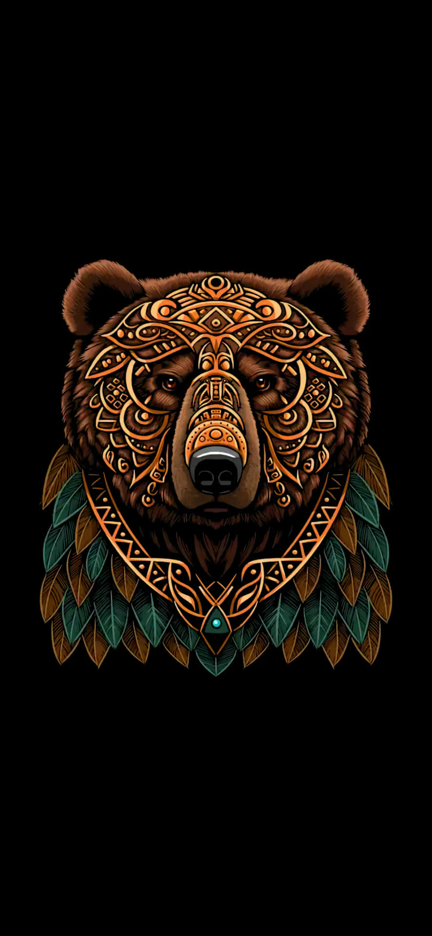 Tribal Grizzly Bear Artwork Background