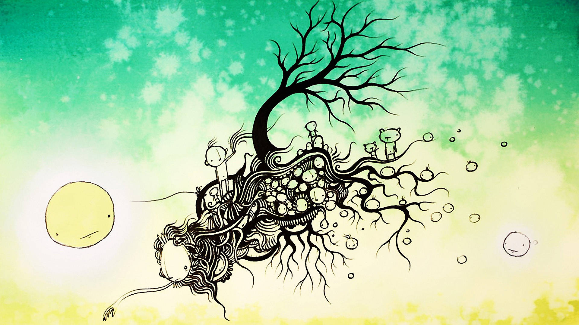 Tribal Tree Digital Art Drawing Background