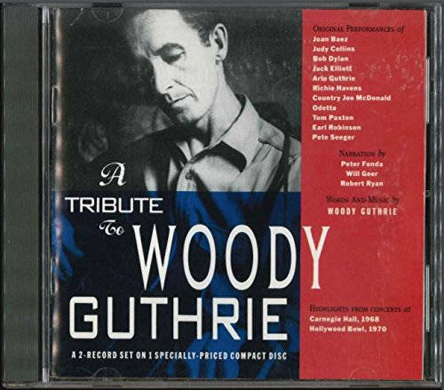 Tribute Record Album Cover Depicting Music Icon Woody Guthrie Background