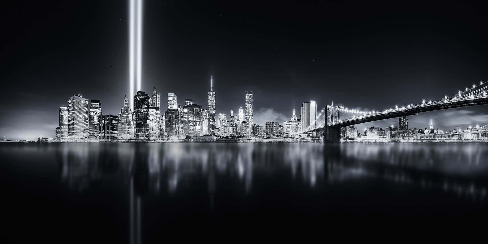Tributein Light Memorial New York Cityscape Background