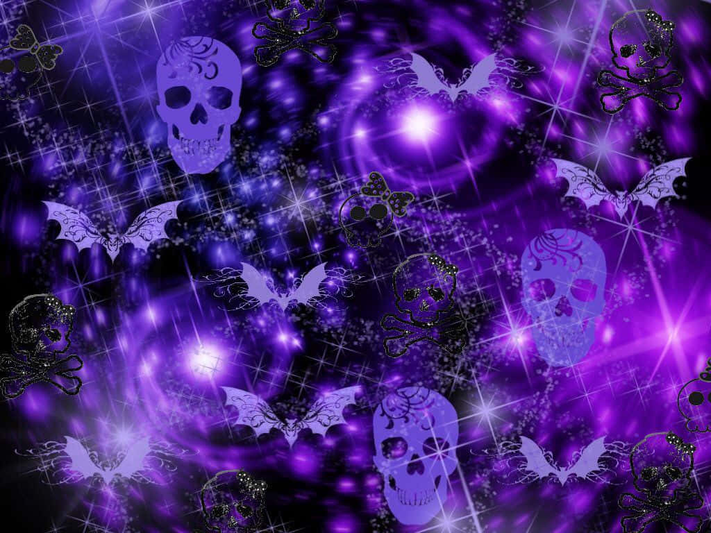 Trick Or Treat? A Girl In A Spooky Purple Halloween Costume Background