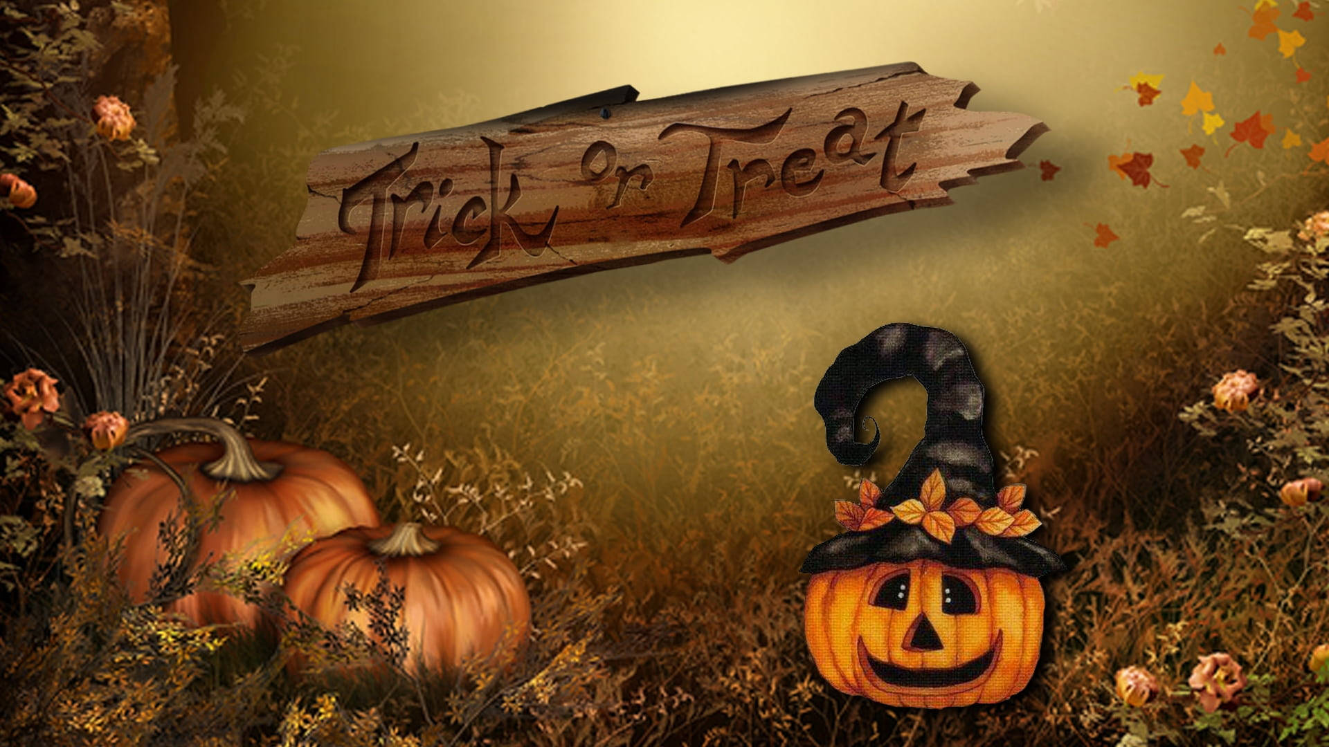 Trick Or Treat Autumn Scenery Background