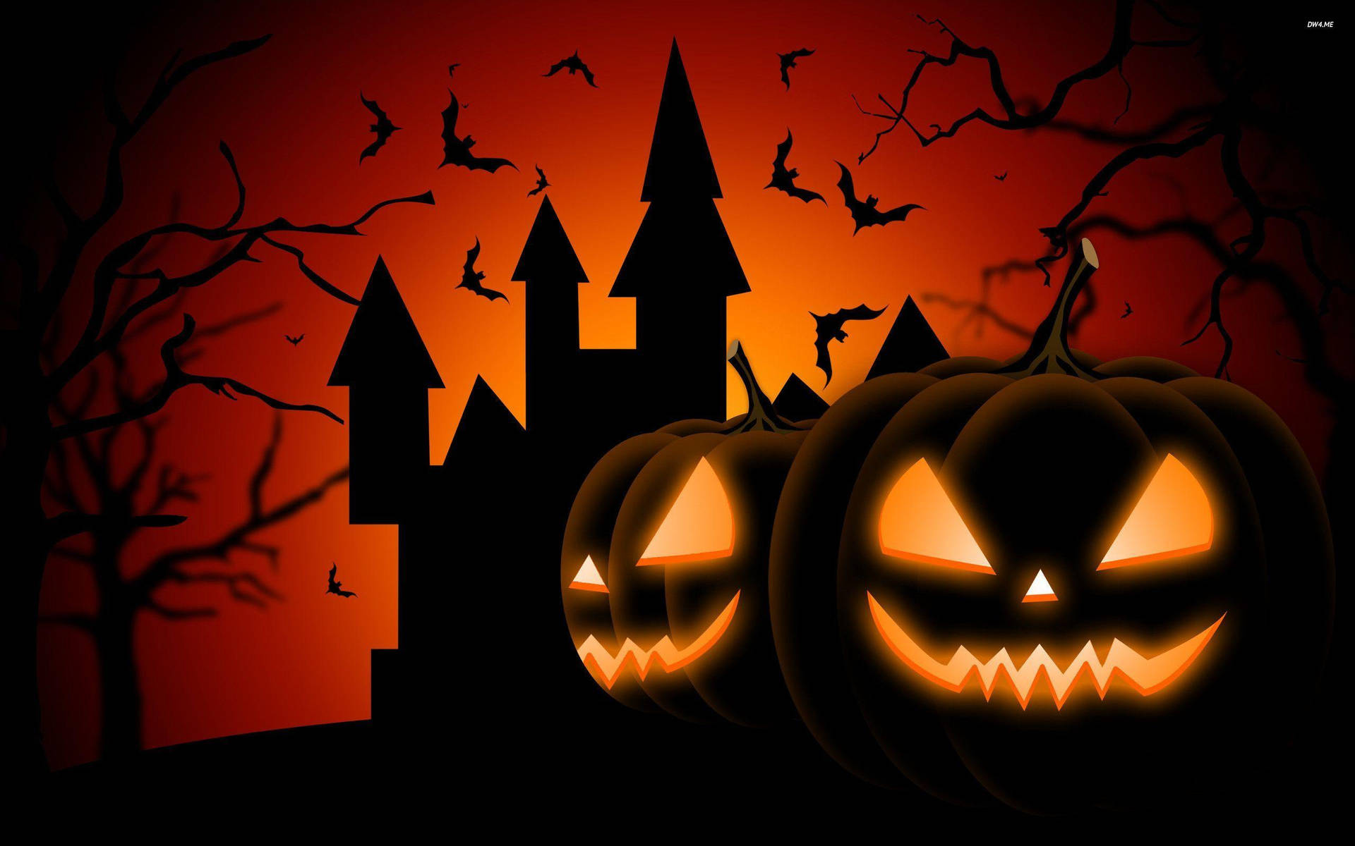 Trick Or Treat Castle Pumpkins Background