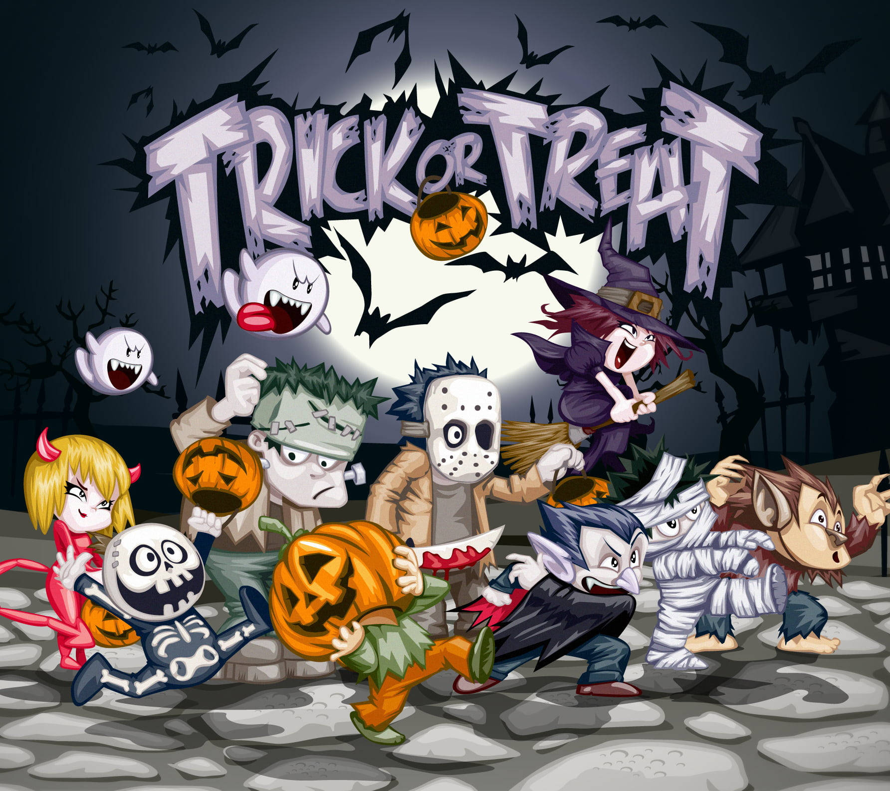 Trick Or Treat Creepy Creatures Background