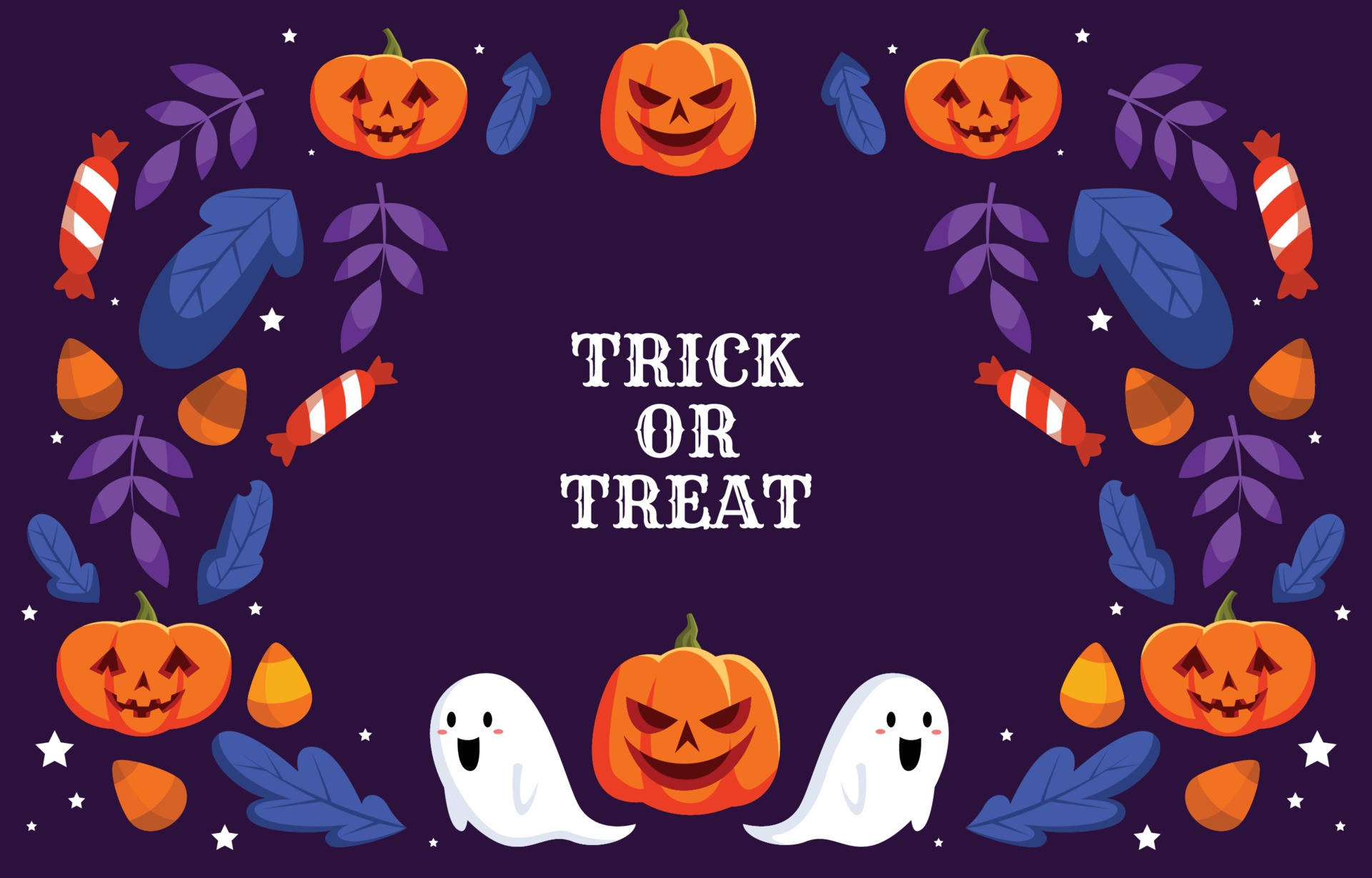 Trick Or Treat Halloween Computer Purple Background