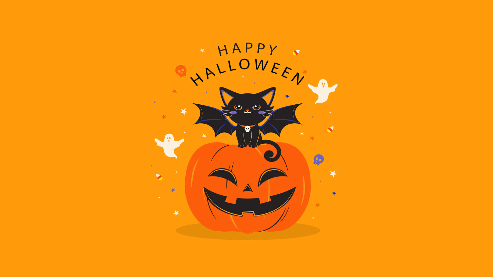 Trick-or-treat, Spooky Cat In Costume Ready For Halloween Background