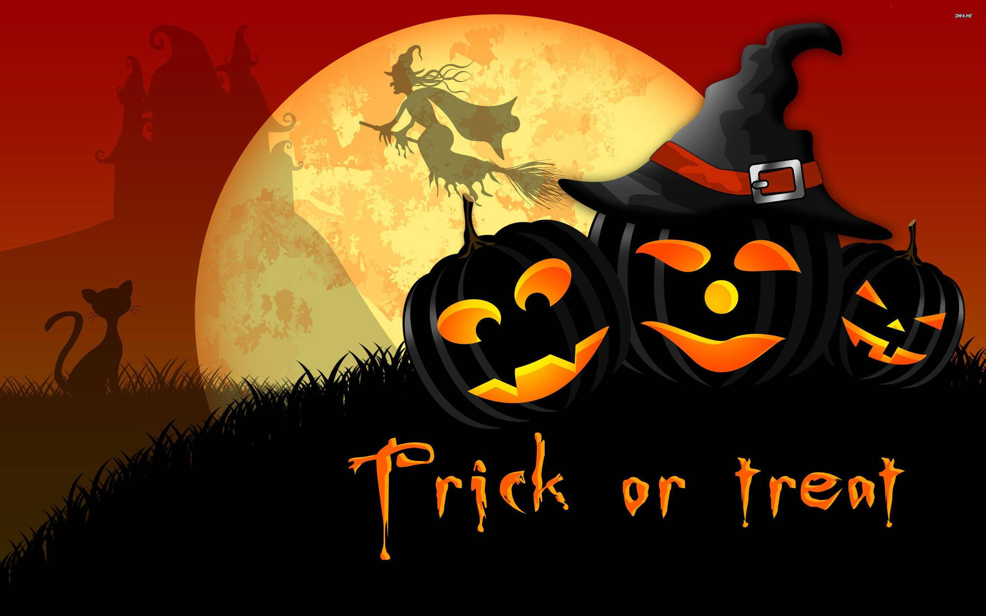 Trick Or Treat Three Pumpkin Hats Background