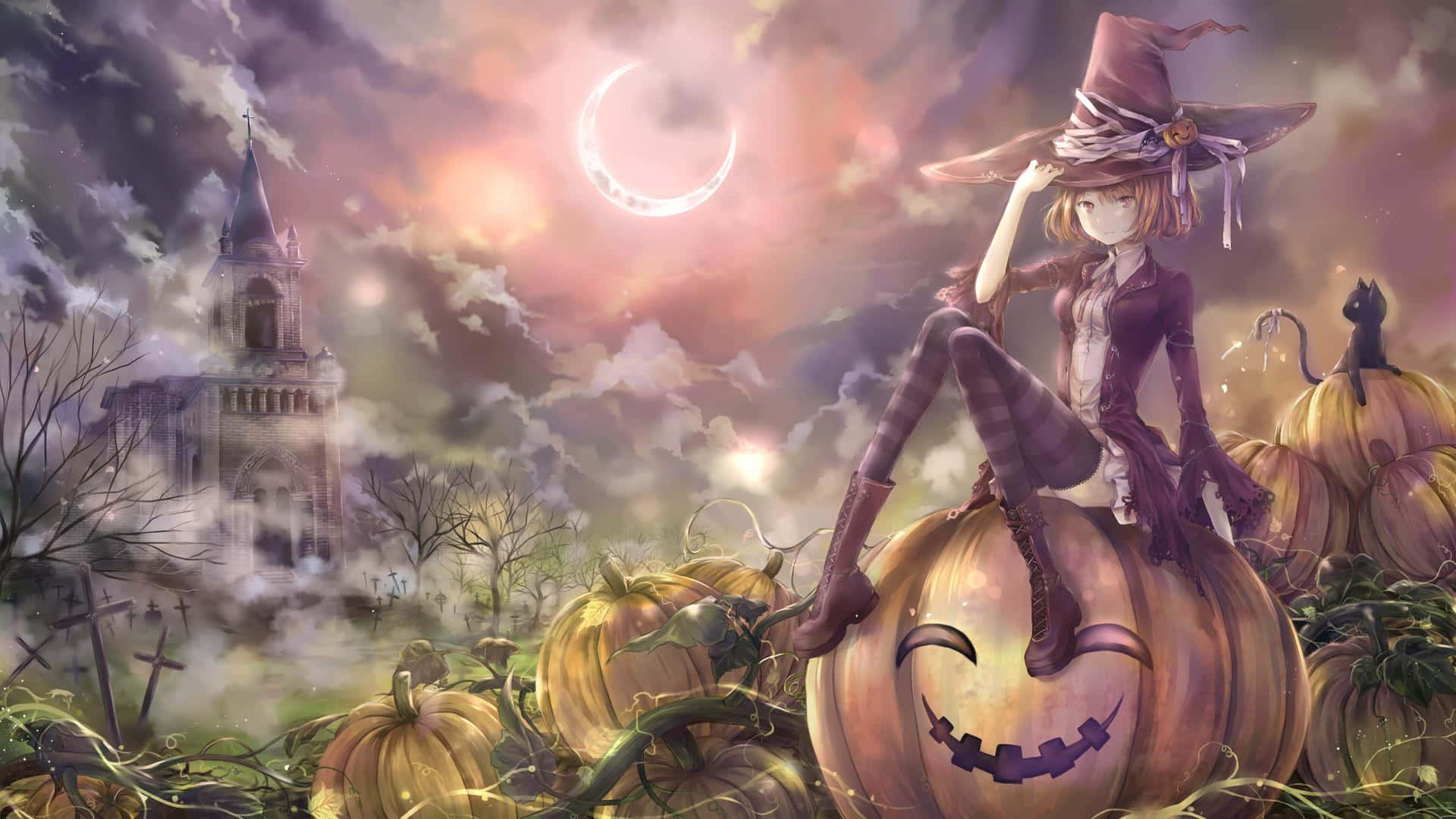 Trick Or Treating With An Anime Girl This Halloween Background