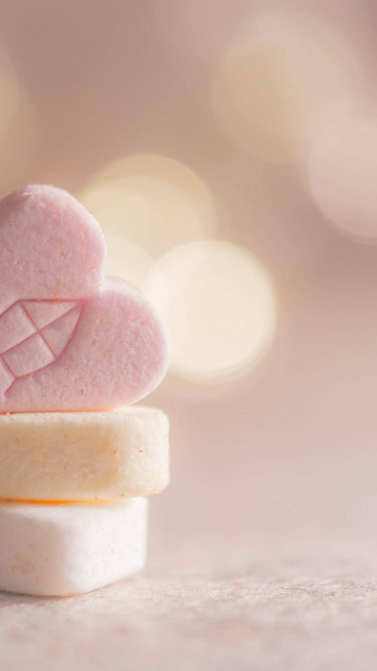 Tricolored 3d Marshmallow Hearts Background