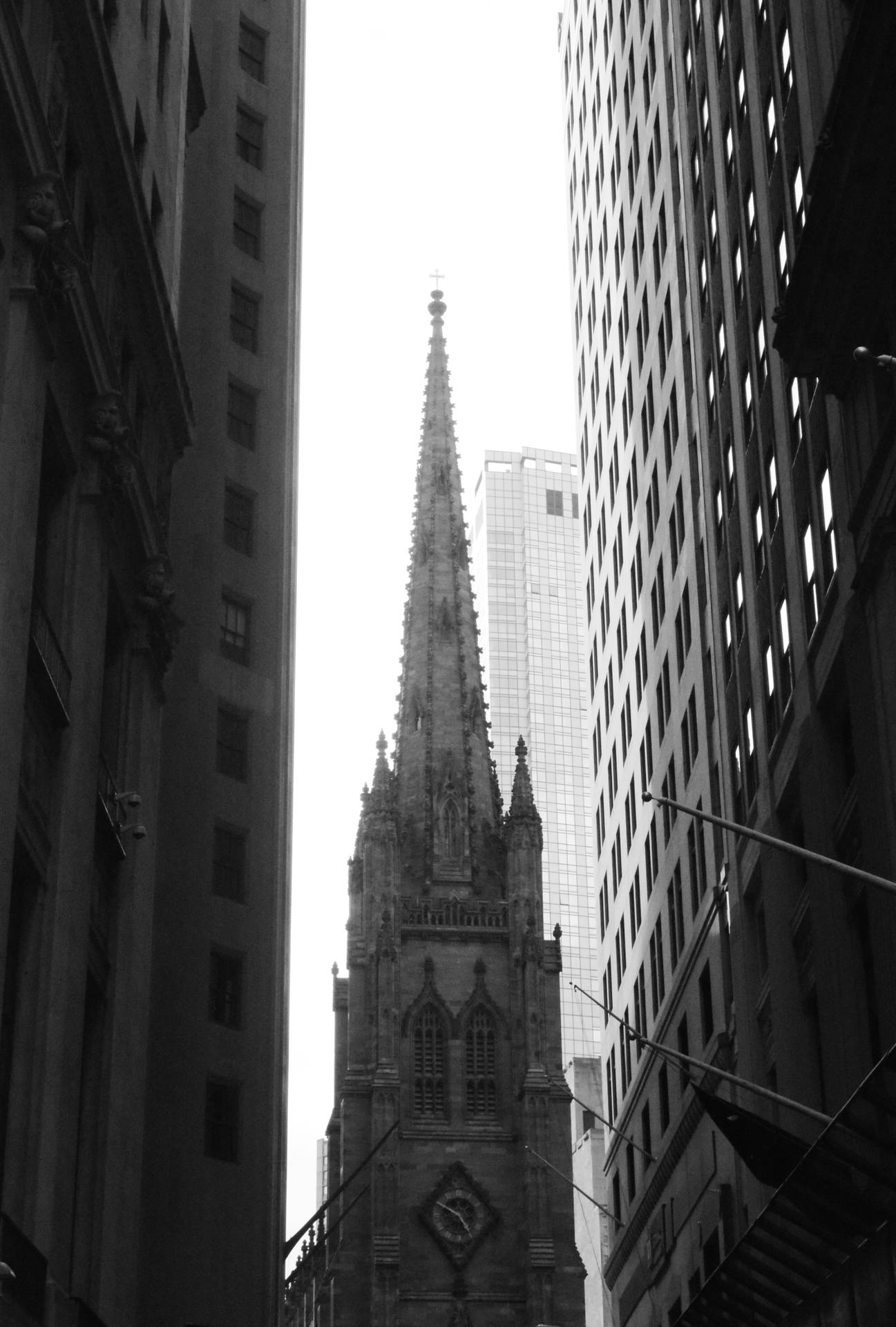 Trinity Church New York Black And White Background