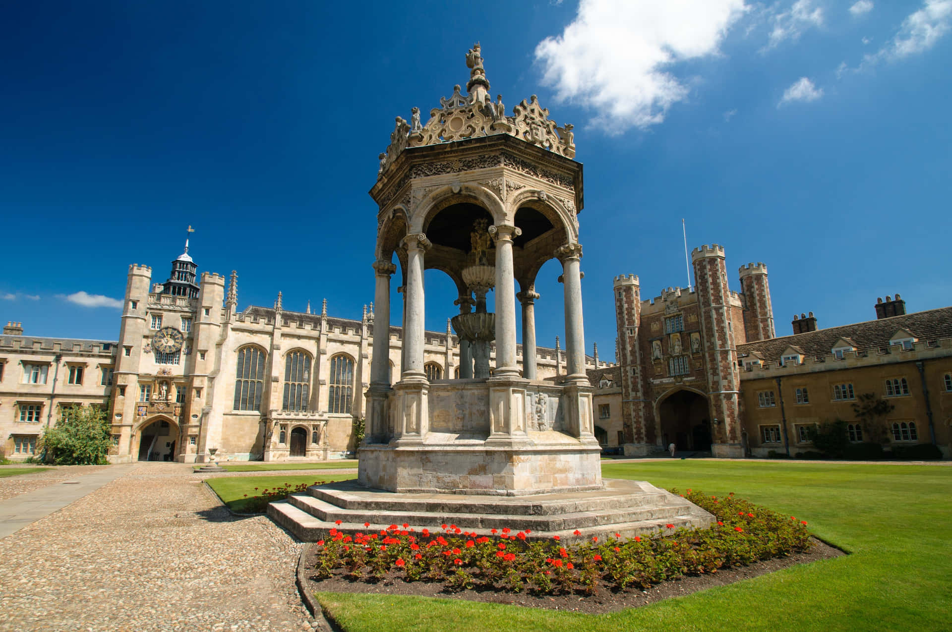 Trinity College Cambridge University Under Blue Sky Background