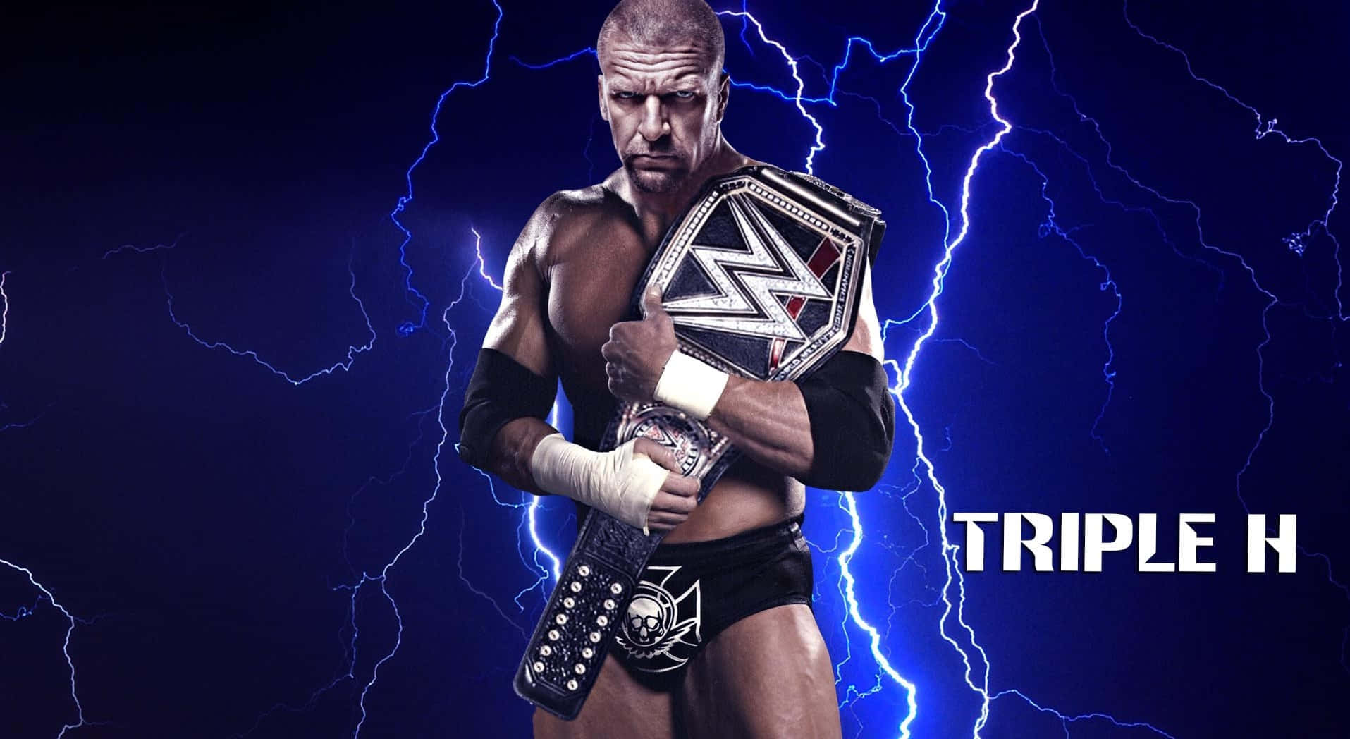 Triple H Holding Wwe Championship Belt Background