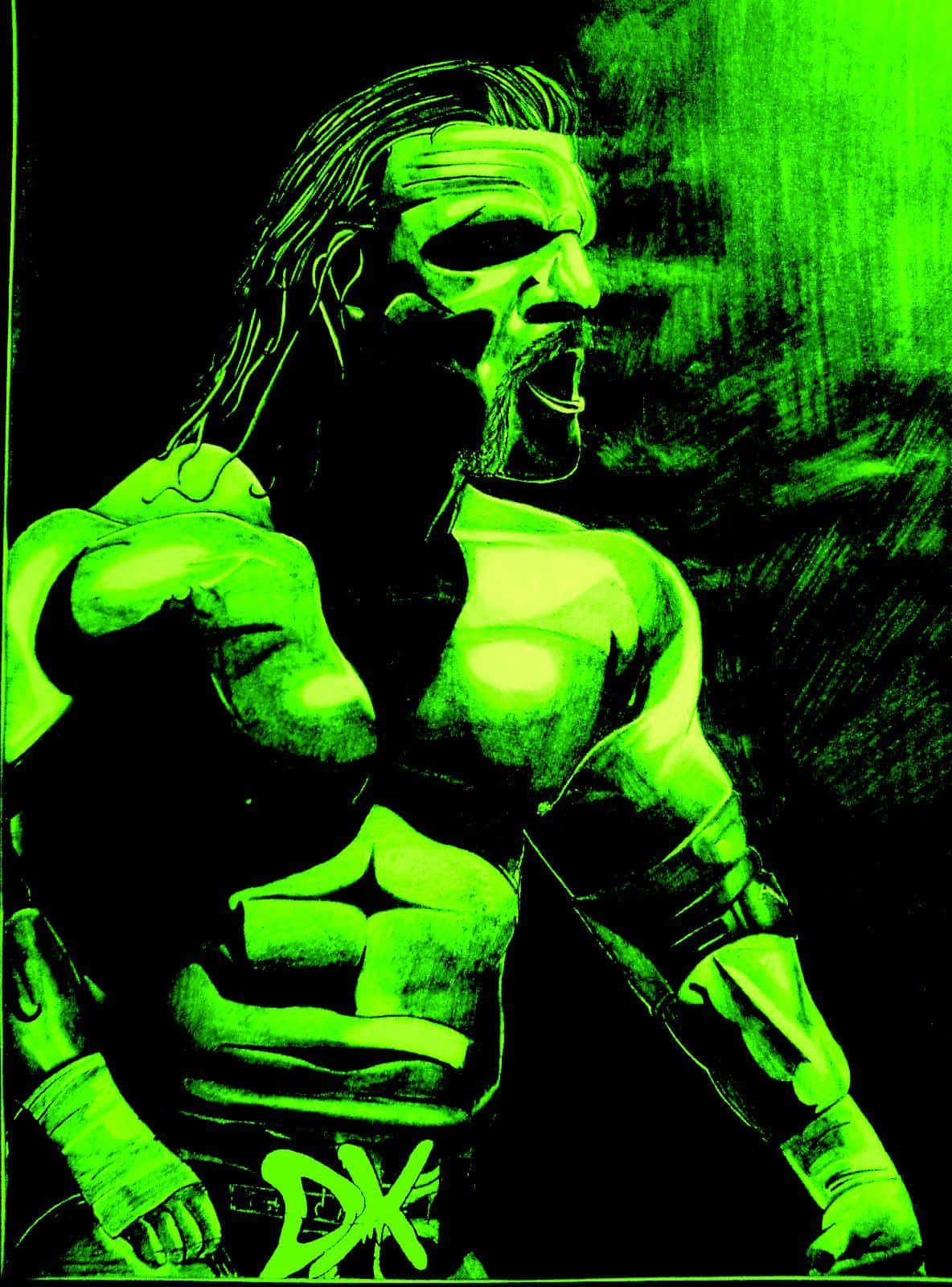 Triple H Neon Green Drawing Background