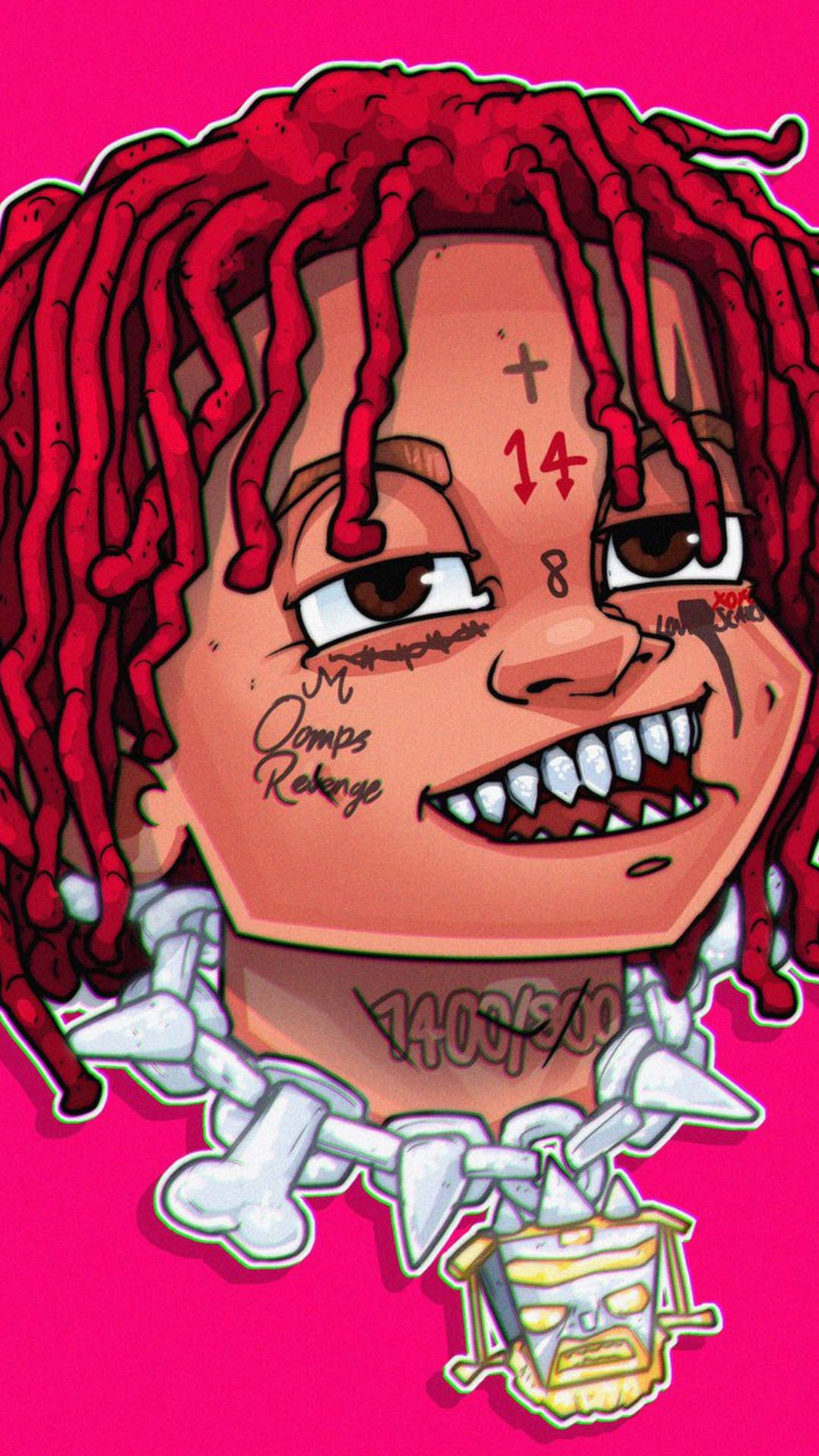 Trippie Redd Cartoon Close-up Background