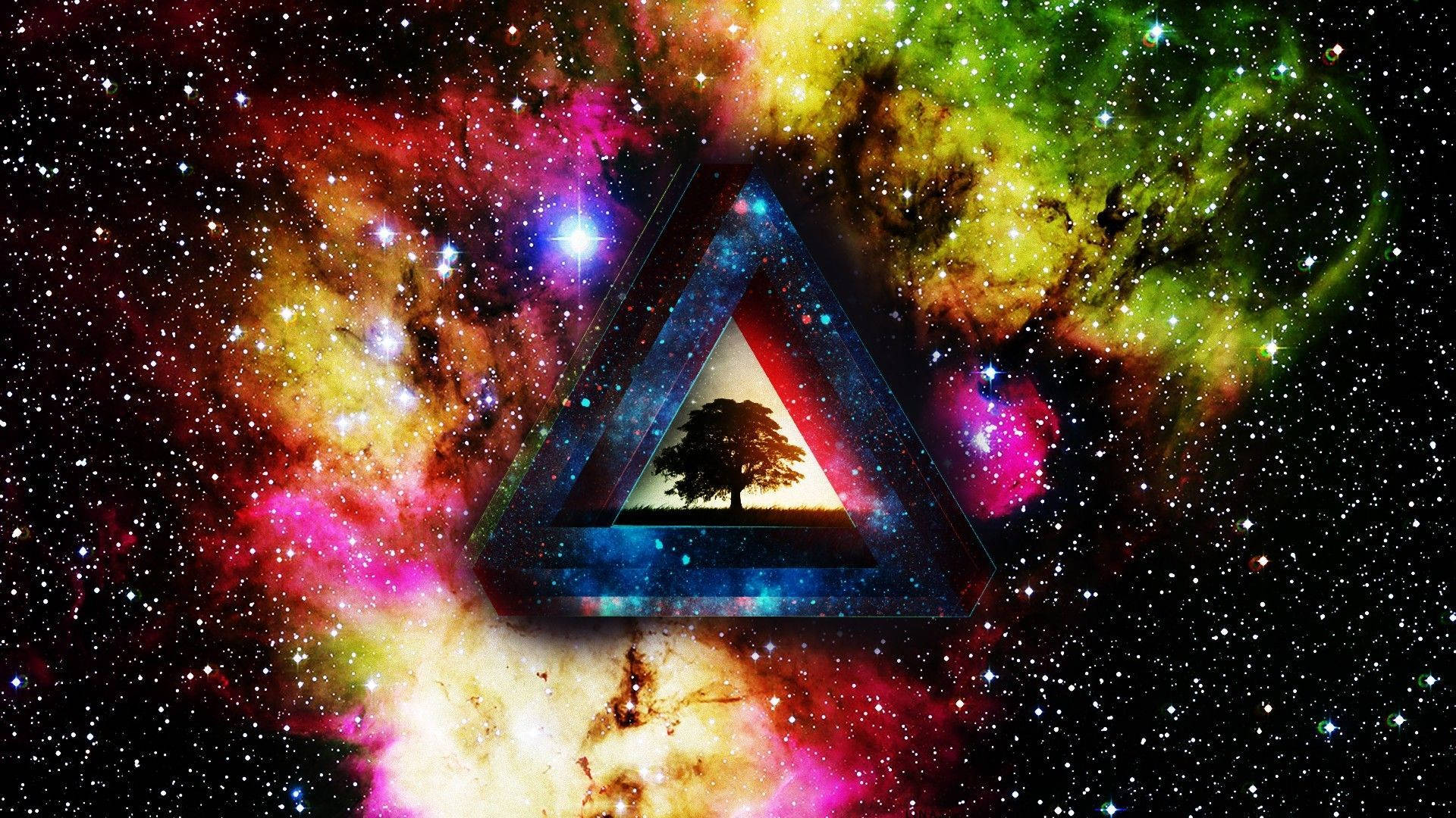 Trippy 3d Triangle In Space Background